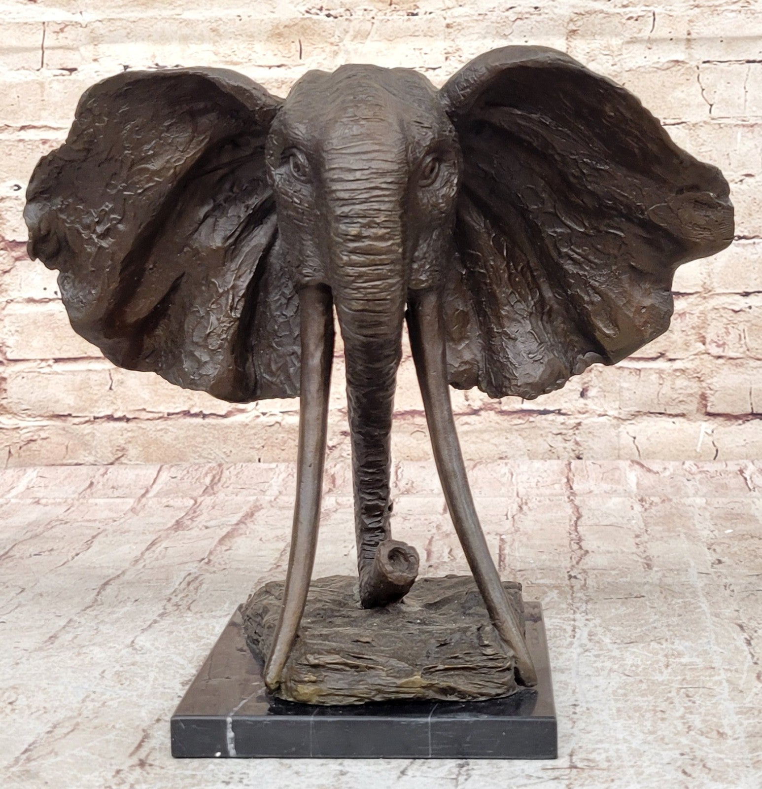 Striking Massive Elephant Head Bust Bronze Sculpture Statue Figurine Hot Cast