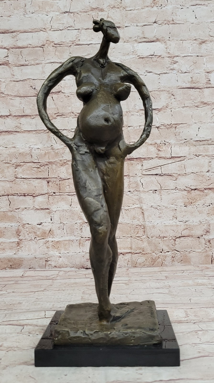 Handcrafted bronze sculpture Nude Salvador By Base Marble Art Modern Abstract *