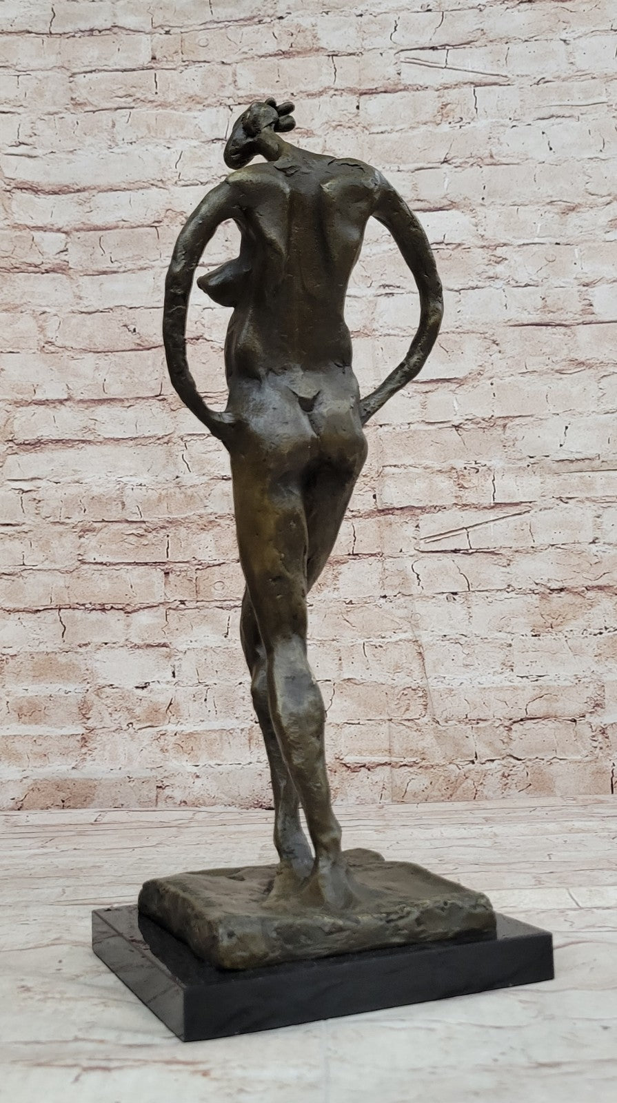 Handcrafted bronze sculpture Nude Salvador By Base Marble Art Modern Abstract *