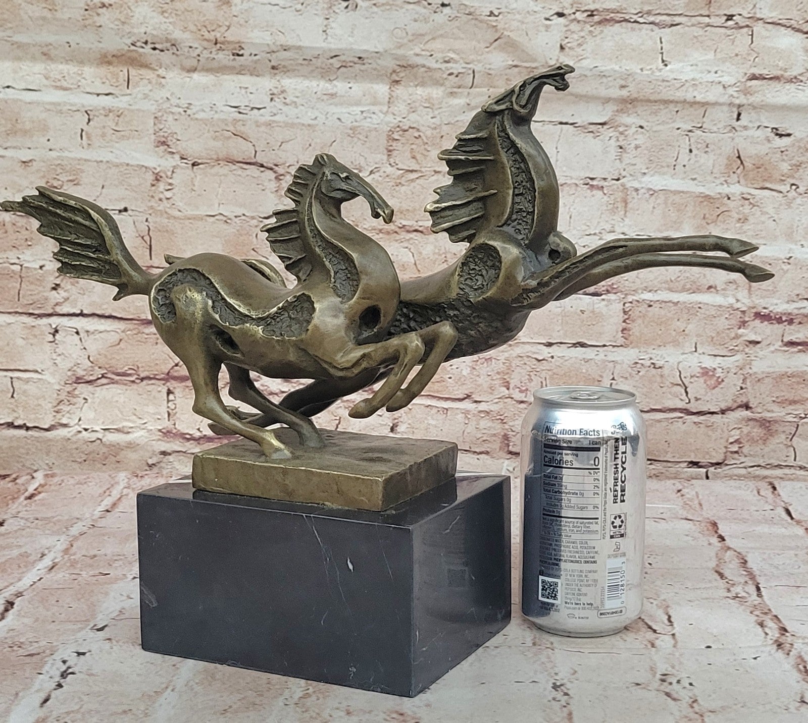 Elegant Equestrian Art Two Horses Running Playing Bronze Marble Statue Sculpture