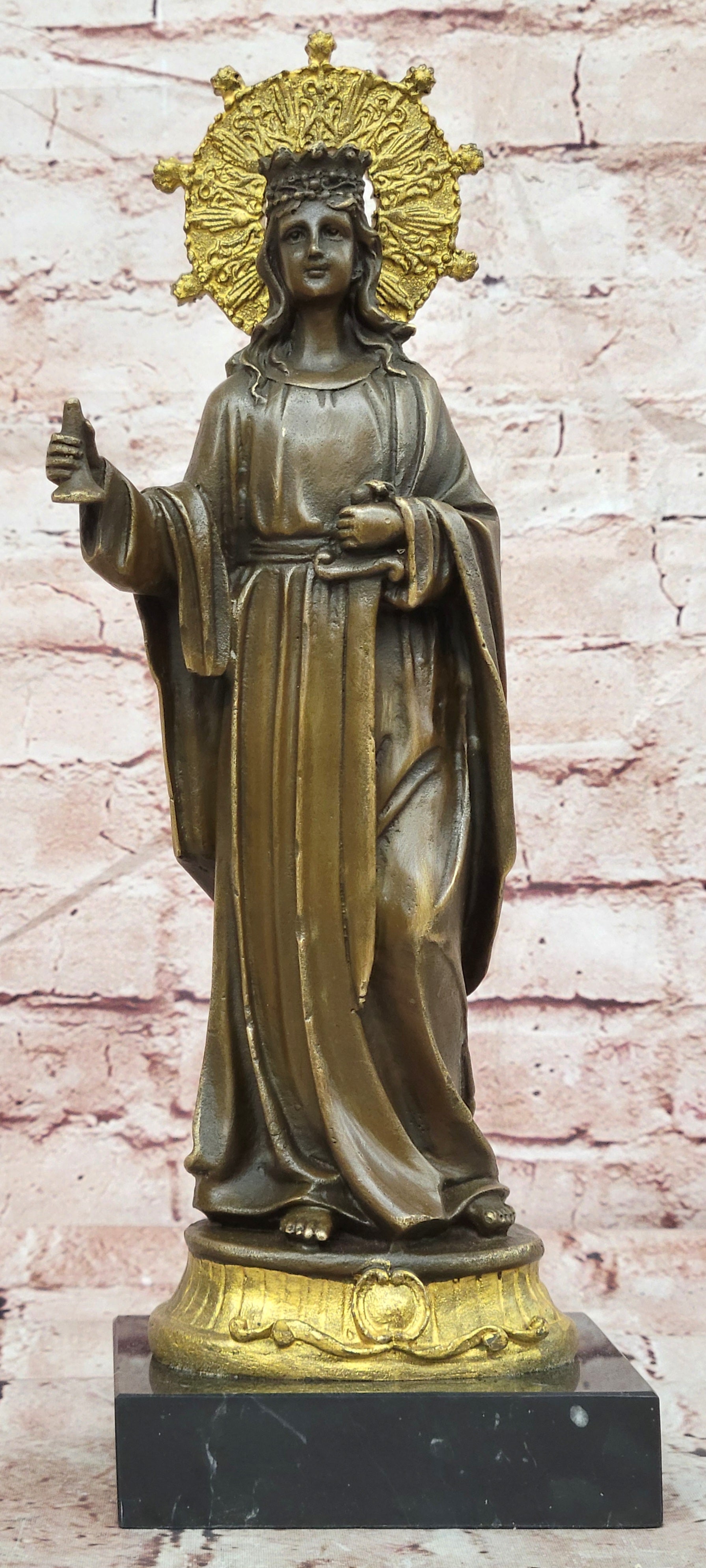 Saint Barbara - Crown, Chalice, Sword, Tower Catholic Bronze Sculpture Figure