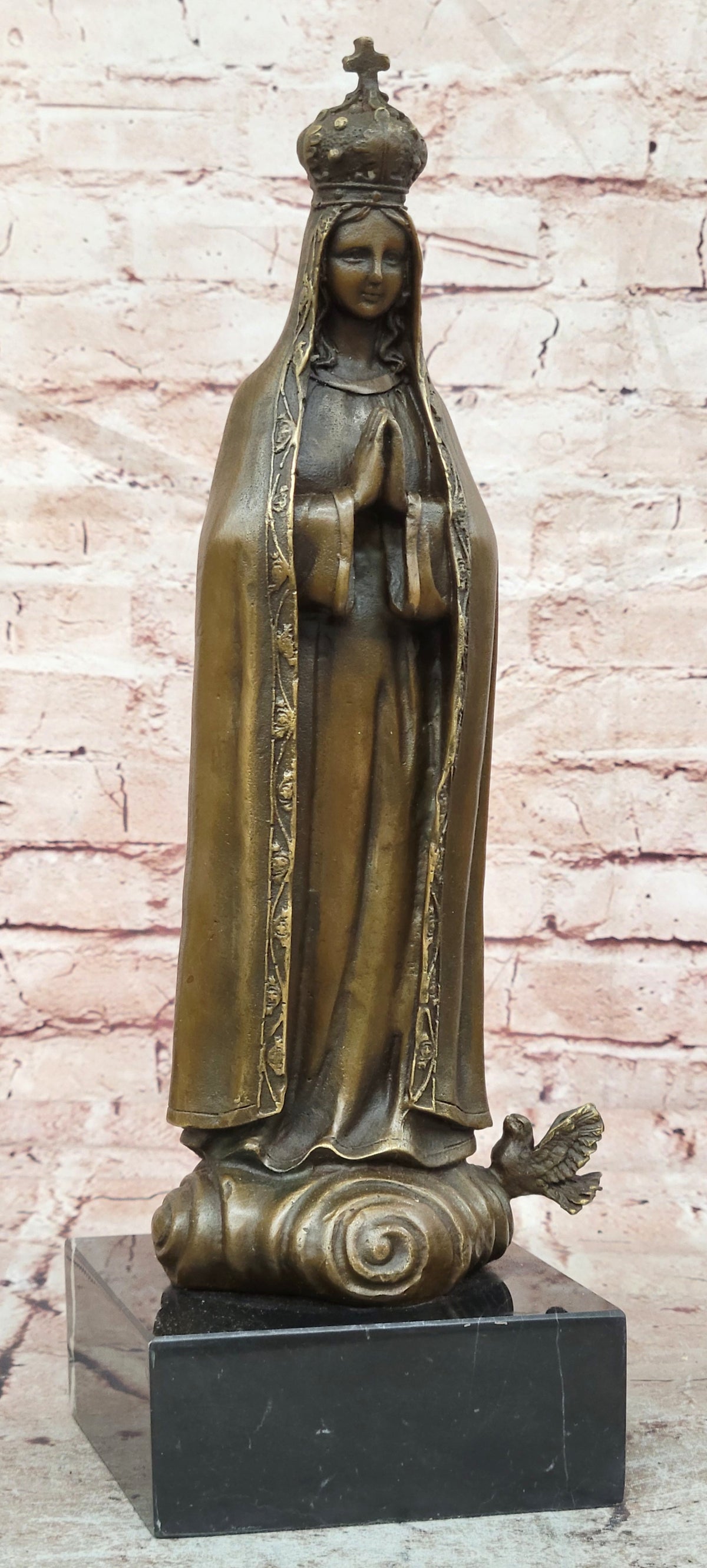Virgin Mary Blessed Mother Metal Crown Religious Statuary Bronze Statue