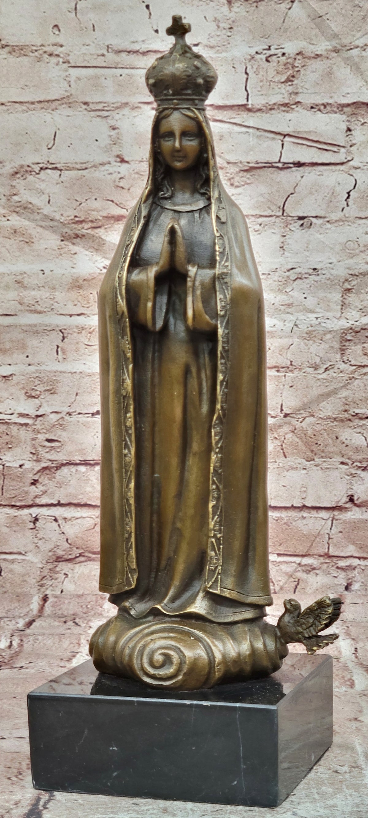 Virgin Mary Blessed Mother Metal Crown Religious Statuary Bronze Statue