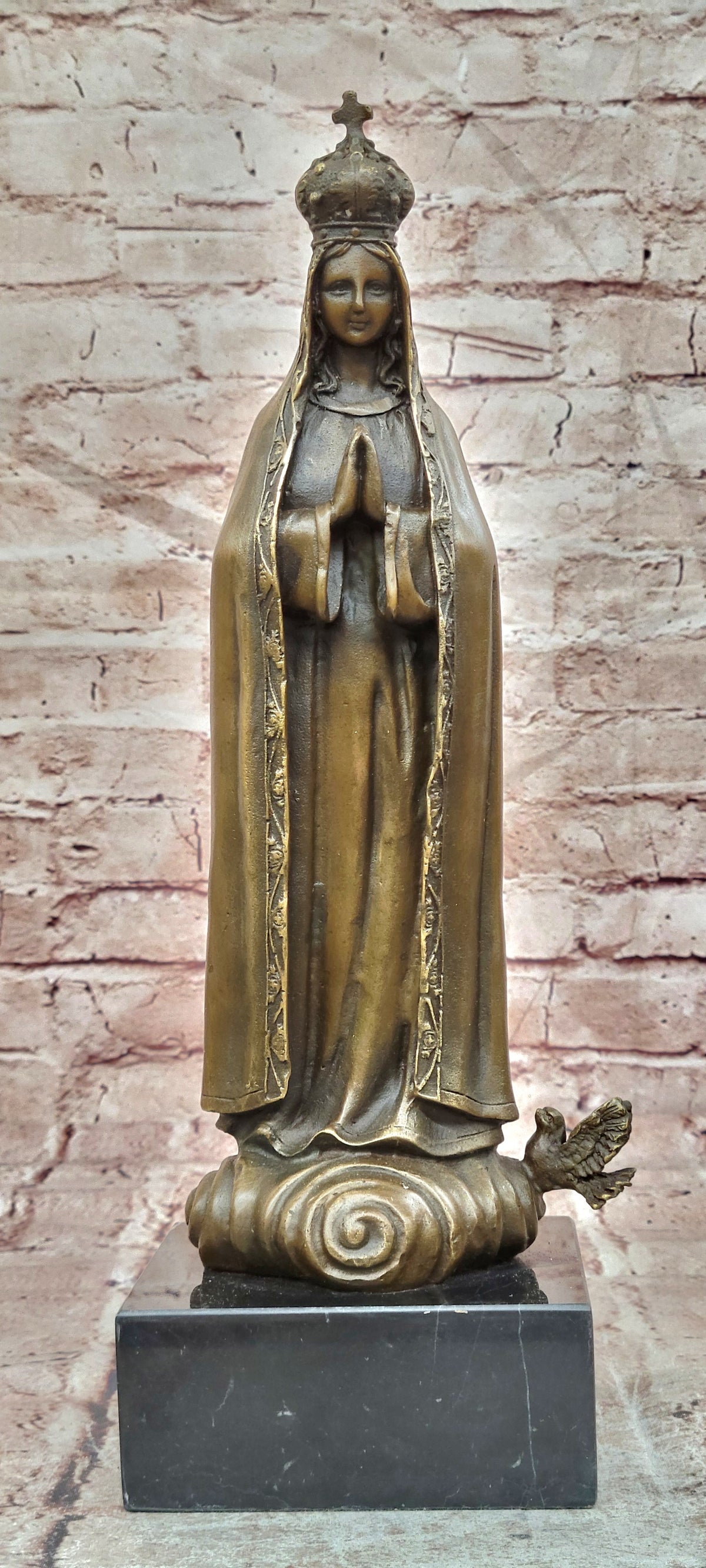 Virgin Mary Blessed Mother Metal Crown Religious Statuary Bronze Statue