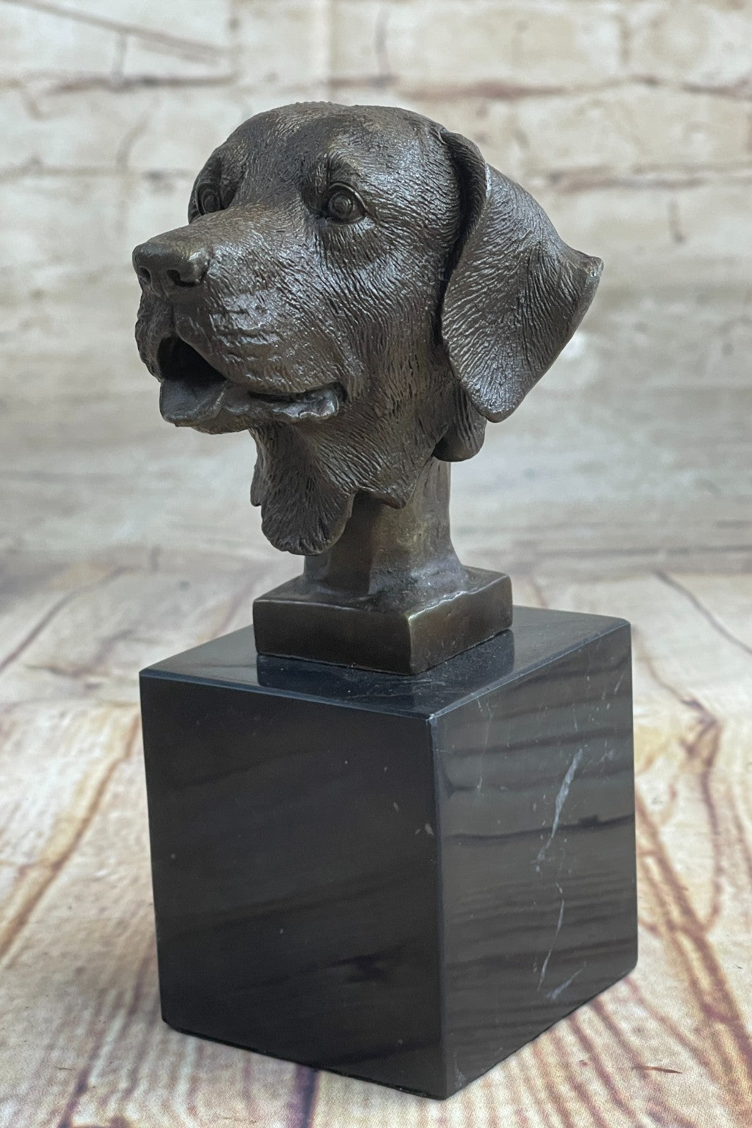 Handcrafted bronze sculpture SALE Book Base Marble Bust Head Retriever Labrador