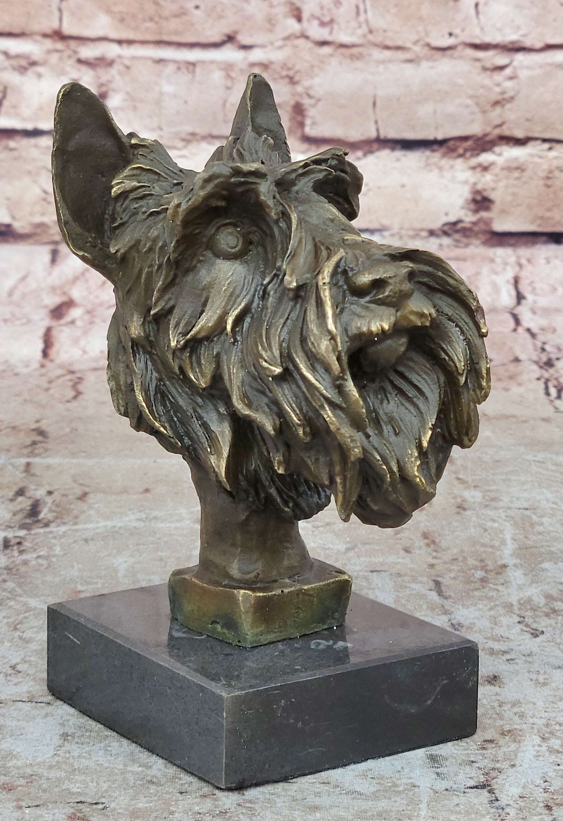 Vintage Solid Victorian Bronze Terrier Puppies Sculpture Dog statue signed Deal