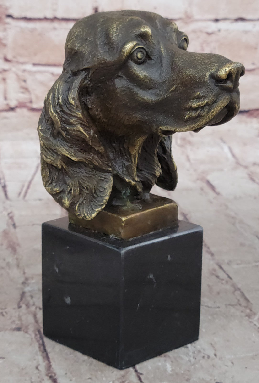 bronze sculpture Bookend Book End Animal Pet Dog Spaniel Cocker Bust Figurine