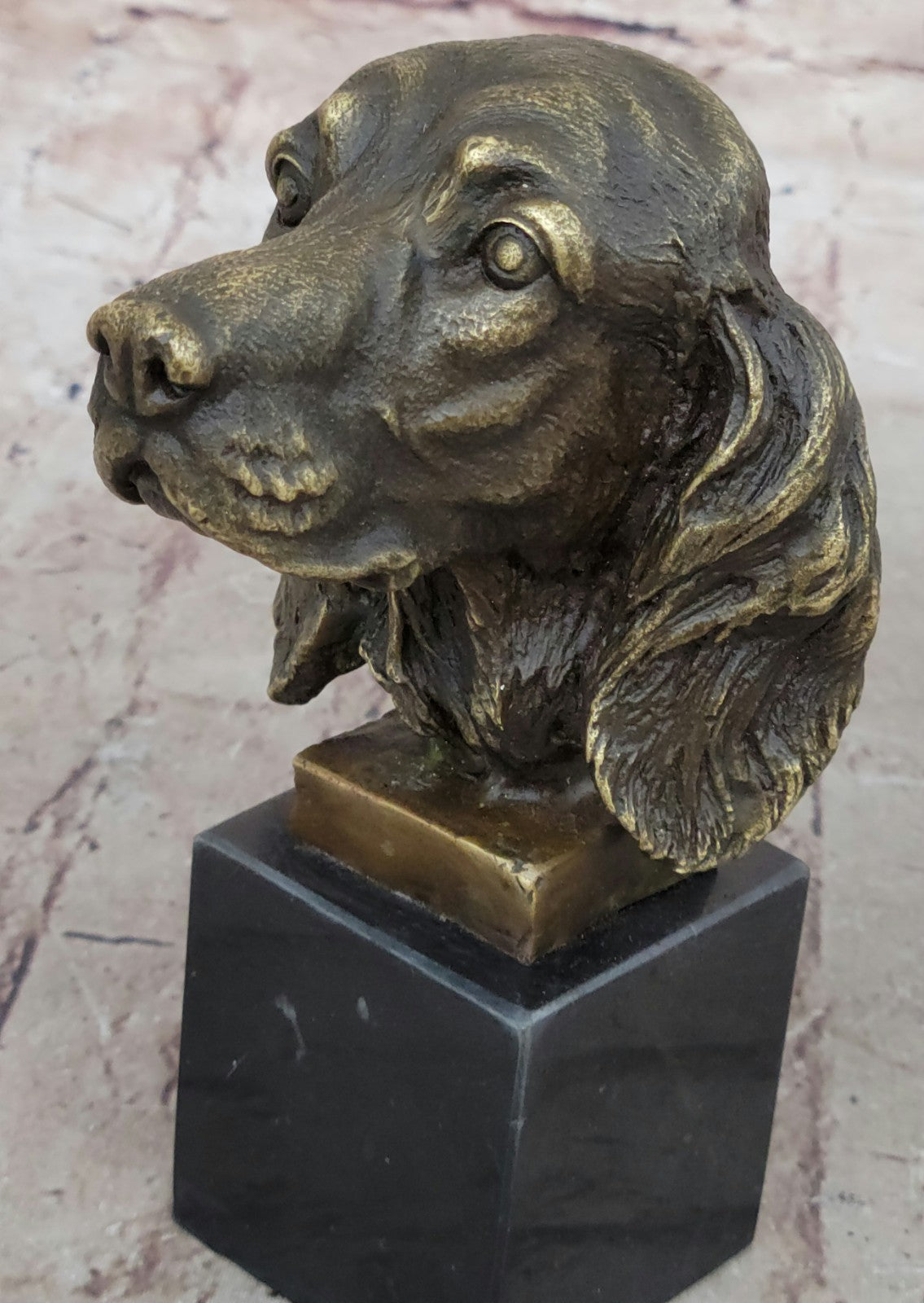 bronze sculpture Bookend Book End Animal Pet Dog Spaniel Cocker Bust Figurine