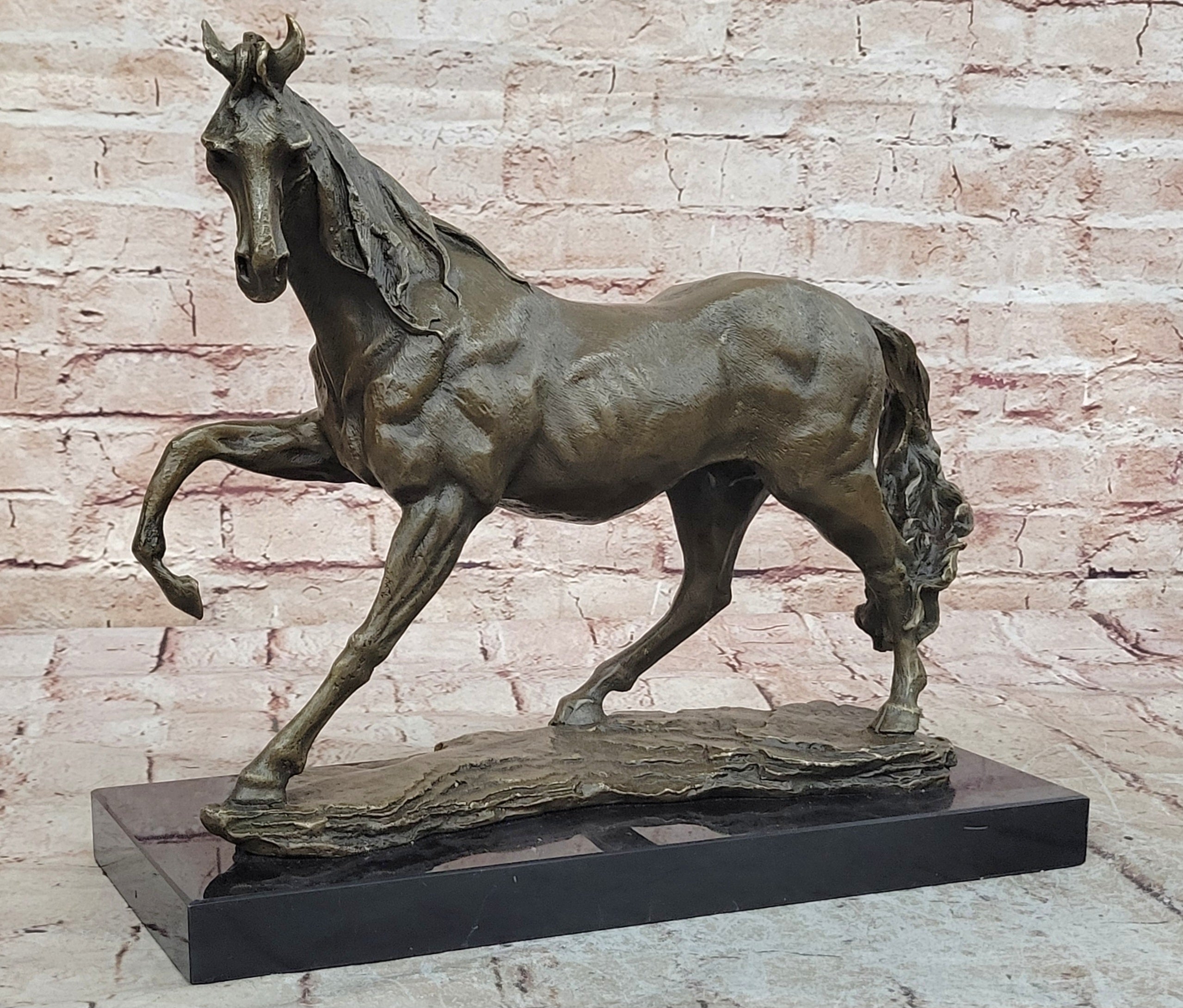 Signed Bronze Arabian Horse Lovers Stallion Sculpture Statue Equestrian