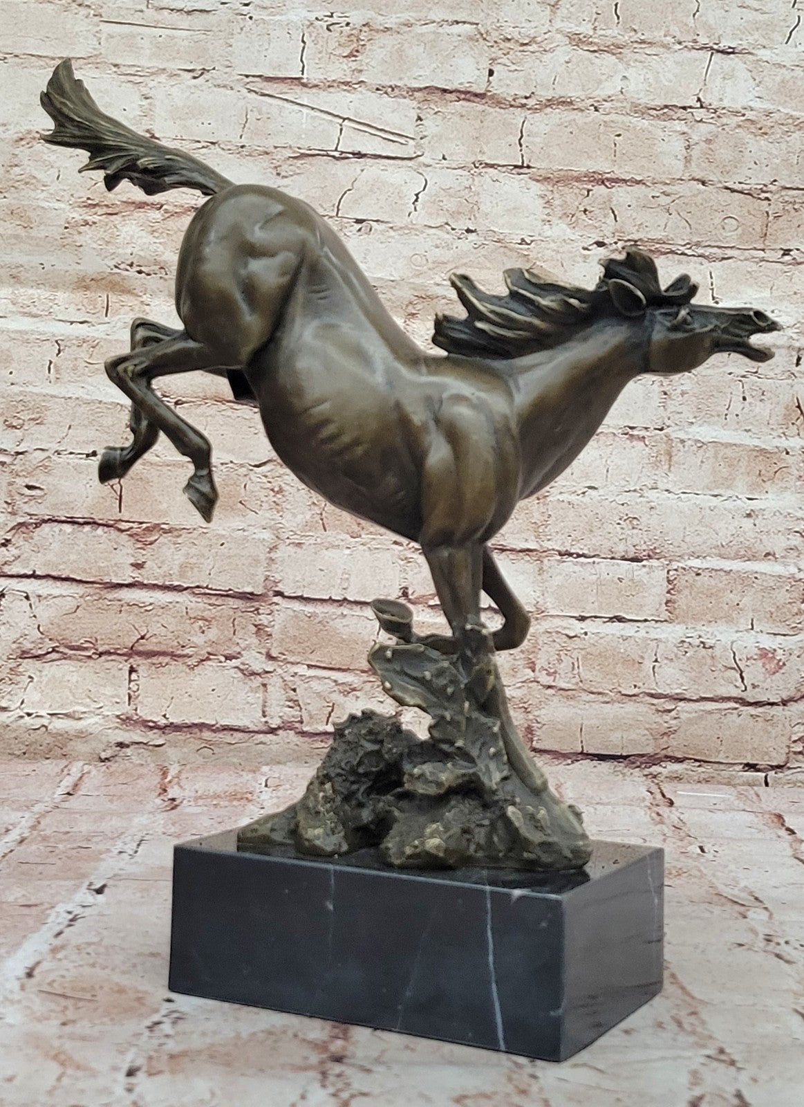 Art Deco Book End Rambunctious Stallion Horse Bronze Sculpture Statue Figure
