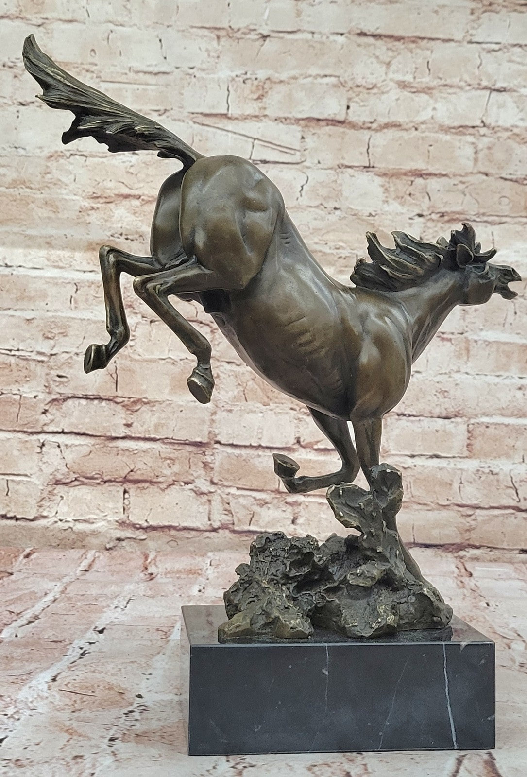 Art Deco Book End Rambunctious Stallion Horse Bronze Sculpture Statue Figure