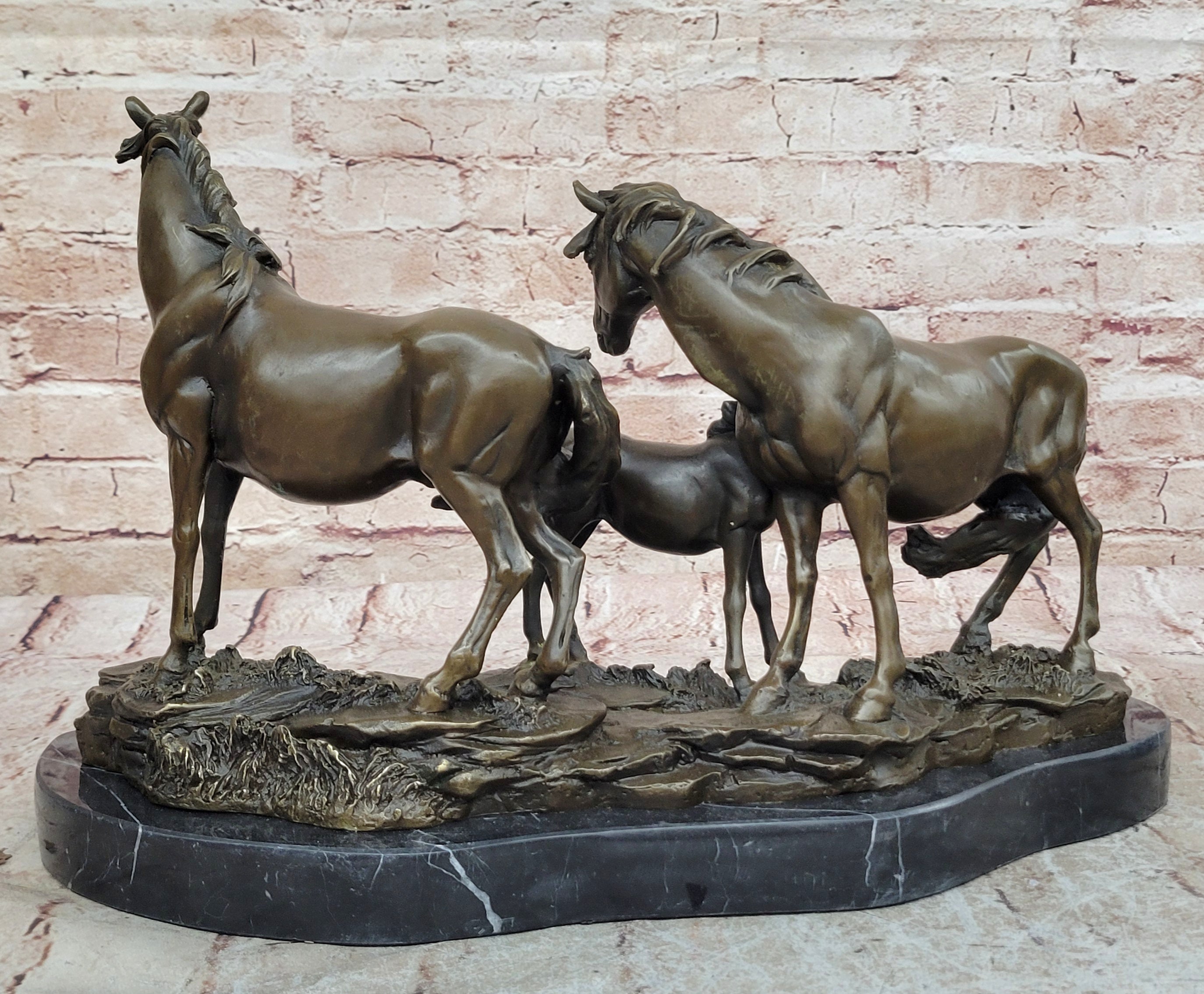 Sehr schöne Bronze Skulptur 3 Wildpferde Pierre Jules Mene! signiert Statue Sale