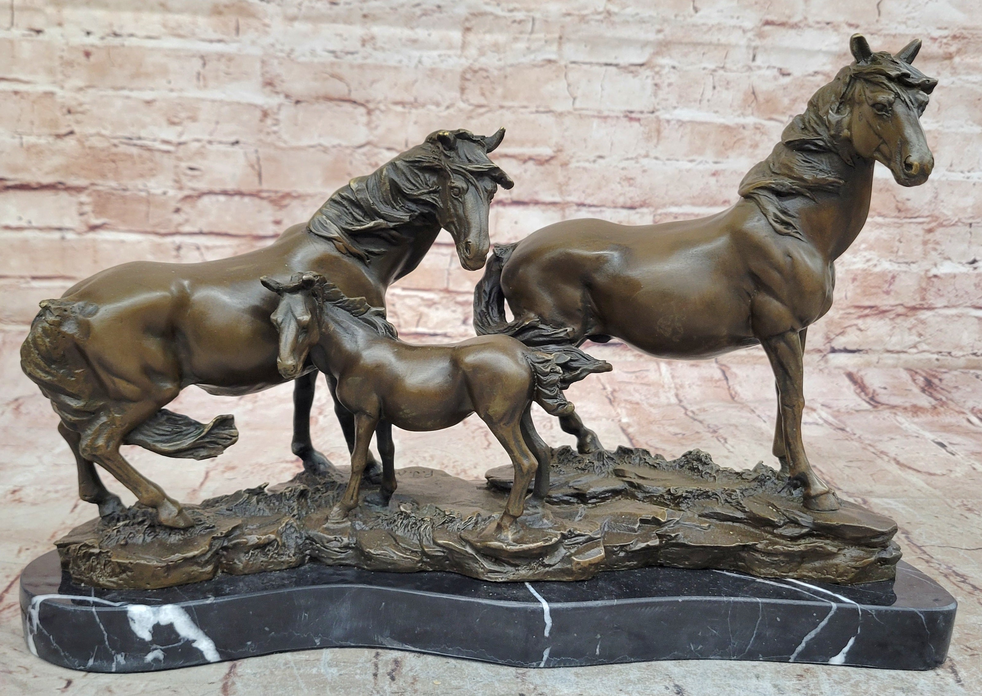 Sehr schöne Bronze Skulptur 3 Wildpferde Pierre Jules Mene! signiert Statue Sale