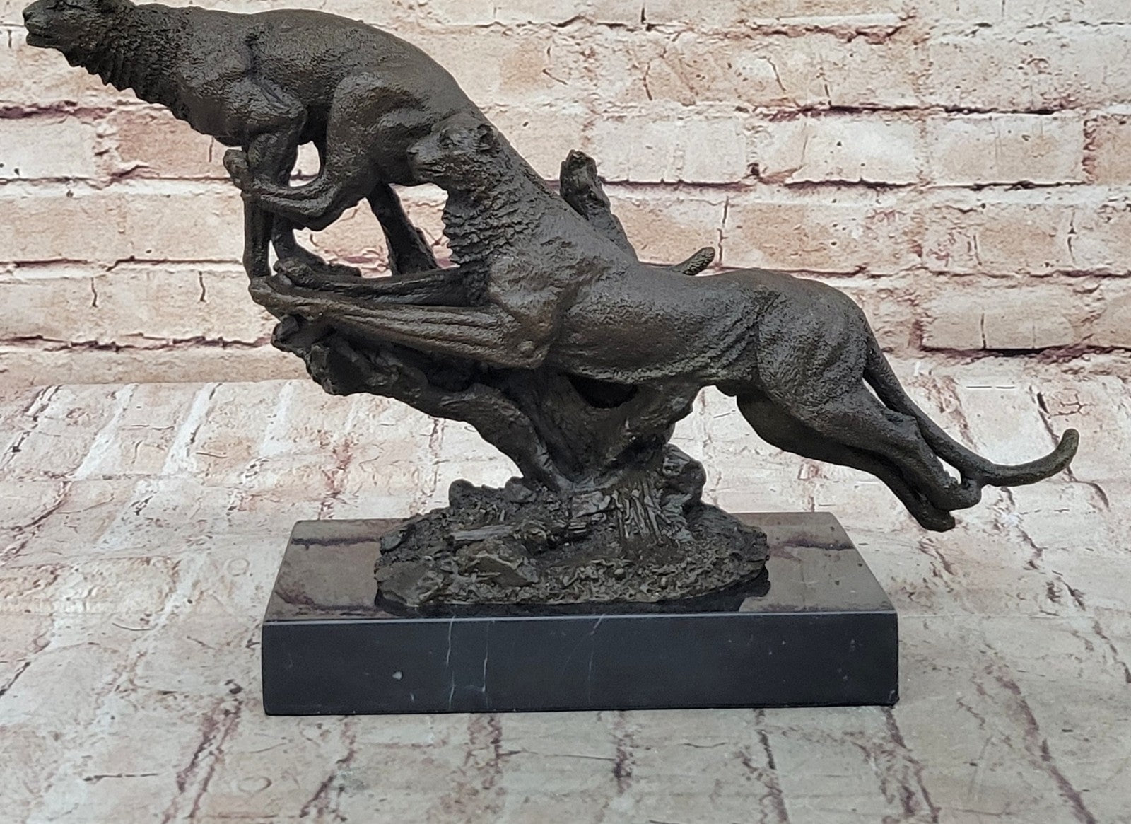 Handcrafted bronze sculpture SALE Jaguar/ Puma/Leopard/ Large Deco Art Superberb