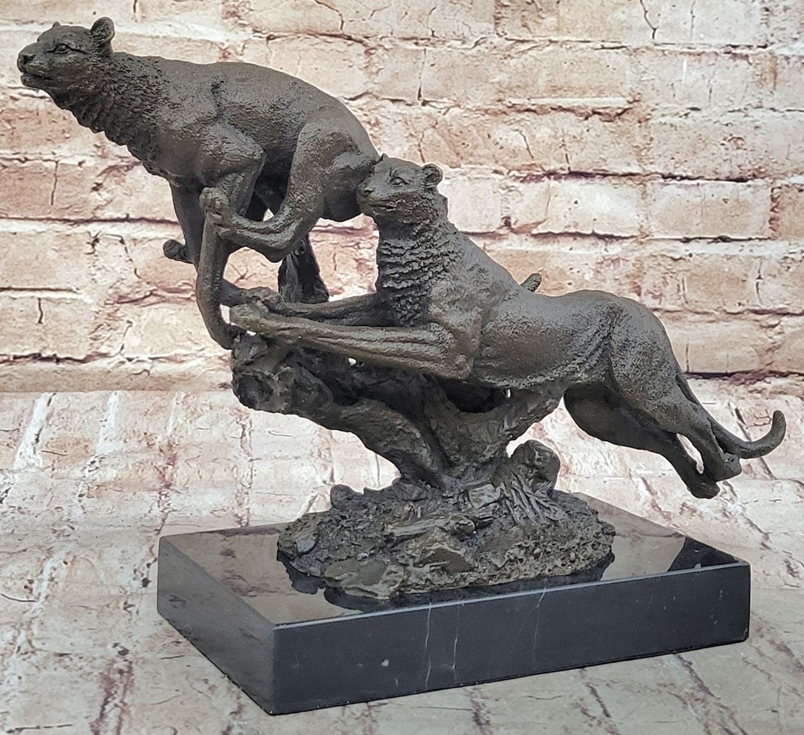 Handcrafted bronze sculpture SALE Jaguar/ Puma/Leopard/ Large Deco Art Superberb