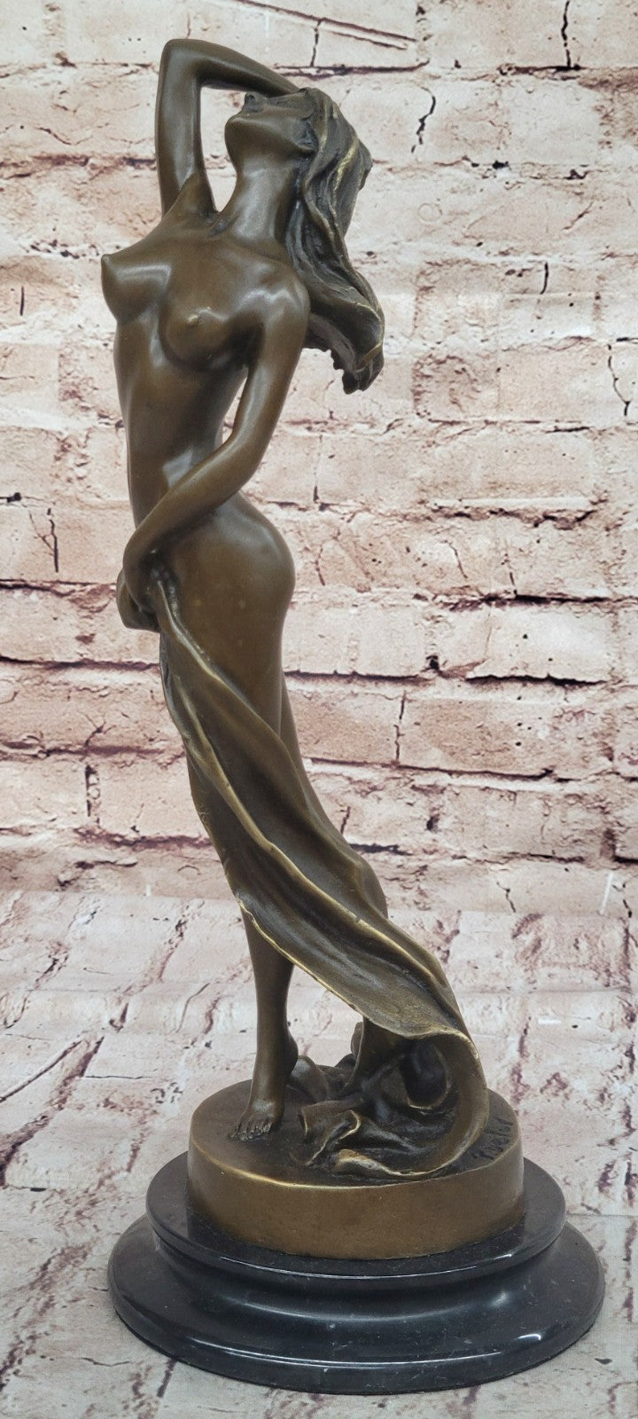 Erotic Art Deco Nude Woman Bronze Statue P. Delor Sculpture Statue