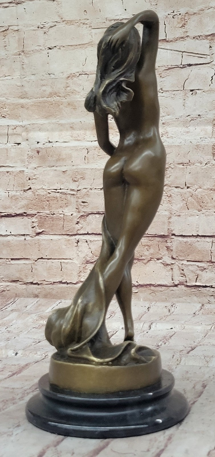 Erotic Art Deco Nude Woman Bronze Statue P. Delor Sculpture Statue