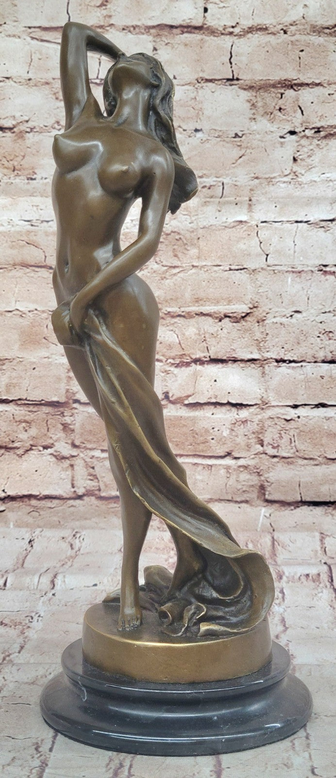 Erotic Art Deco Nude Woman Bronze Statue P. Delor Sculpture Statue