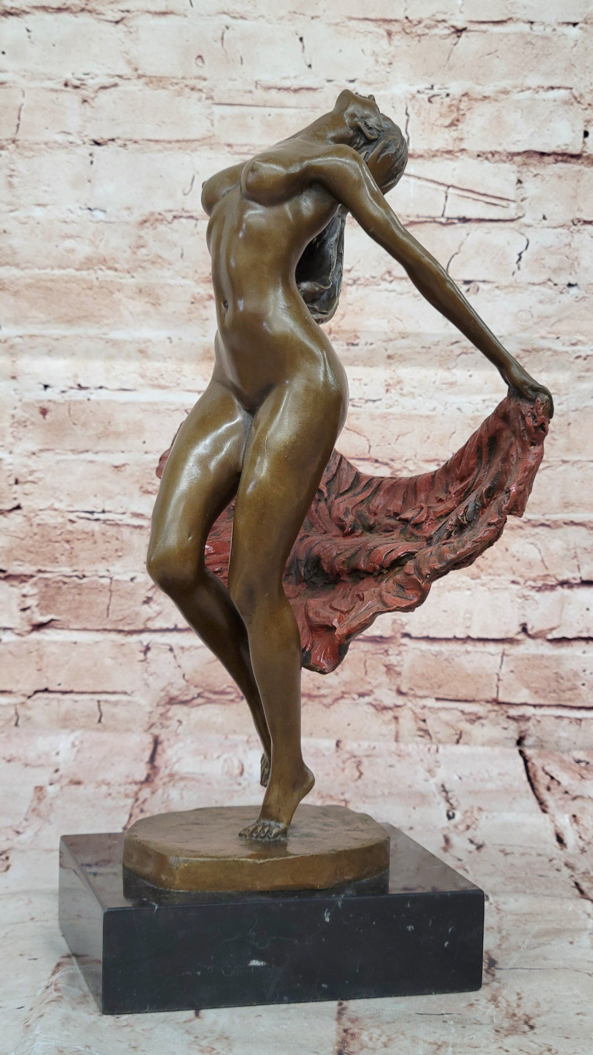 Elegant Nude Dancer Statue Bronze Sculpture by Delor Museum Quality Modern Art Figurine