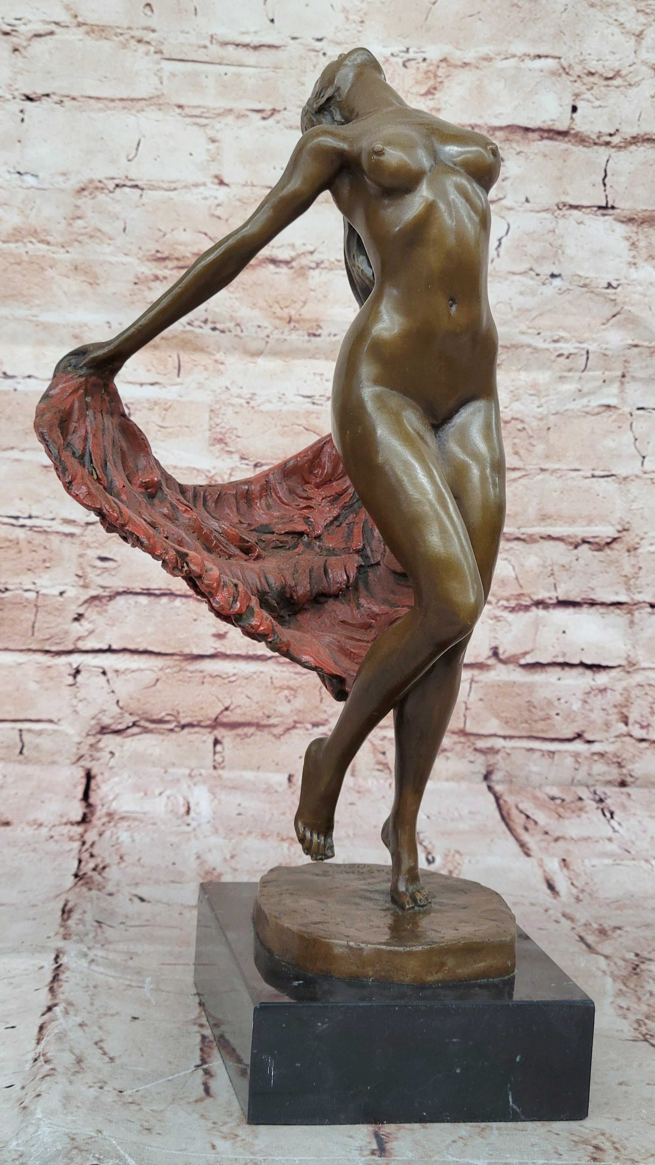 Elegant Nude Dancer Statue Bronze Sculpture by Delor Museum Quality Modern Art Figurine