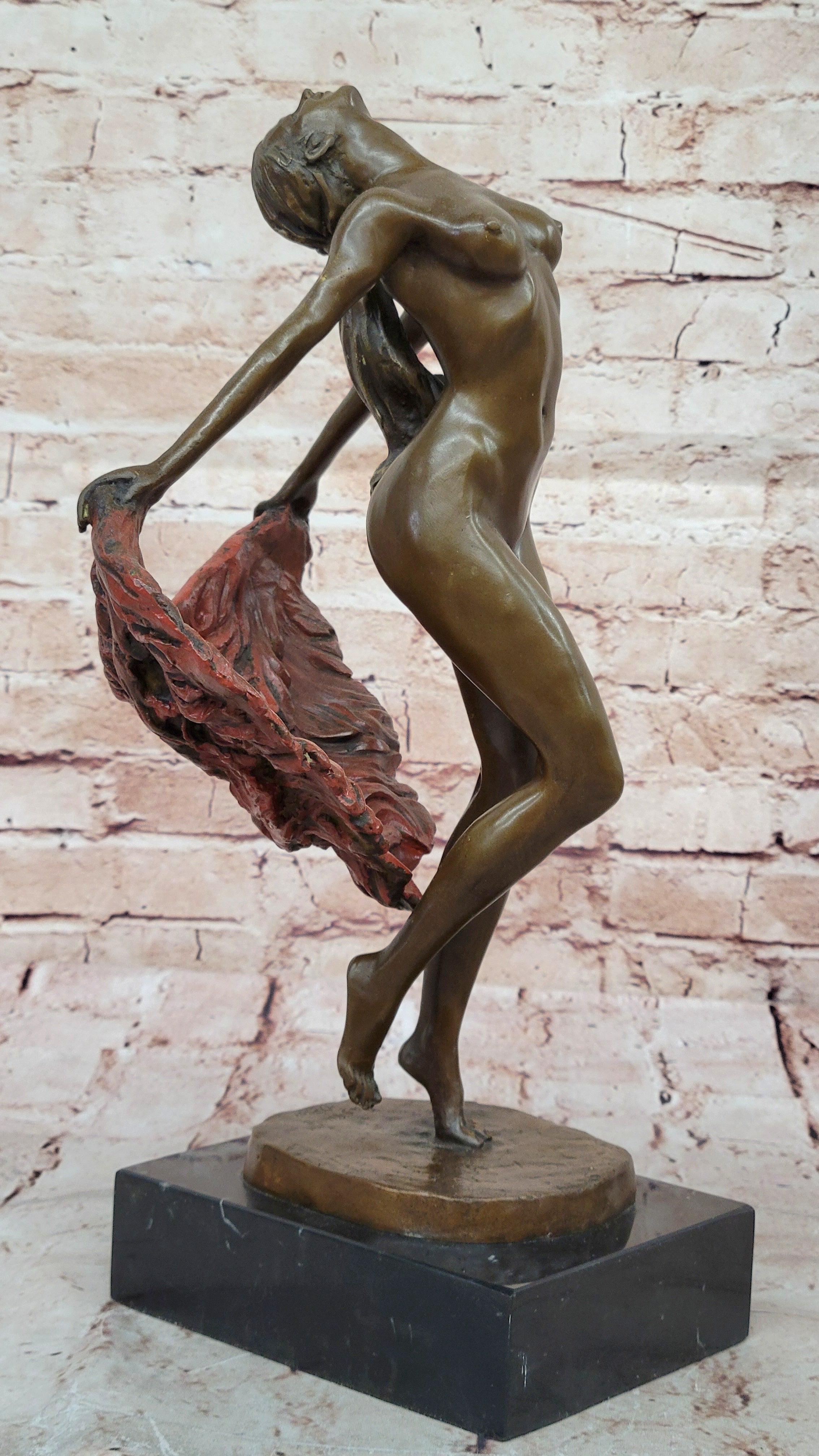 Elegant Nude Dancer Statue Bronze Sculpture by Delor Museum Quality Modern Art Figurine
