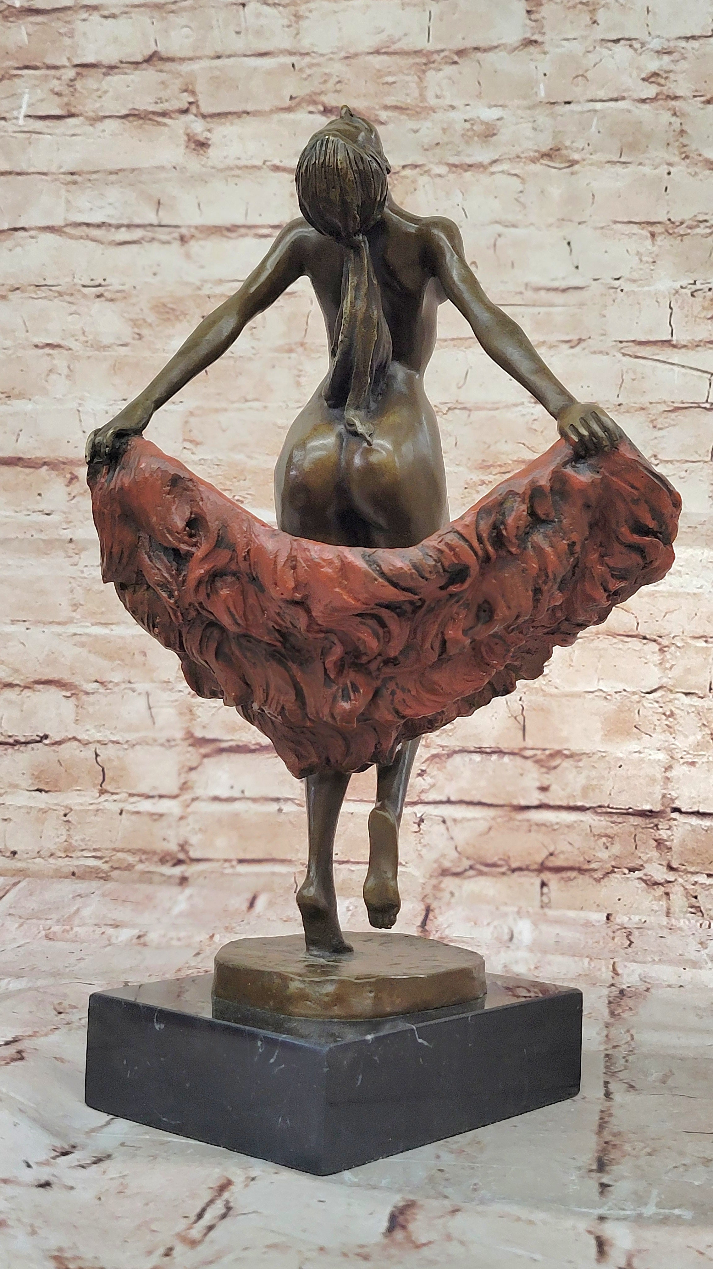 Elegant Nude Dancer Statue Bronze Sculpture by Delor Museum Quality Modern Art Figurine
