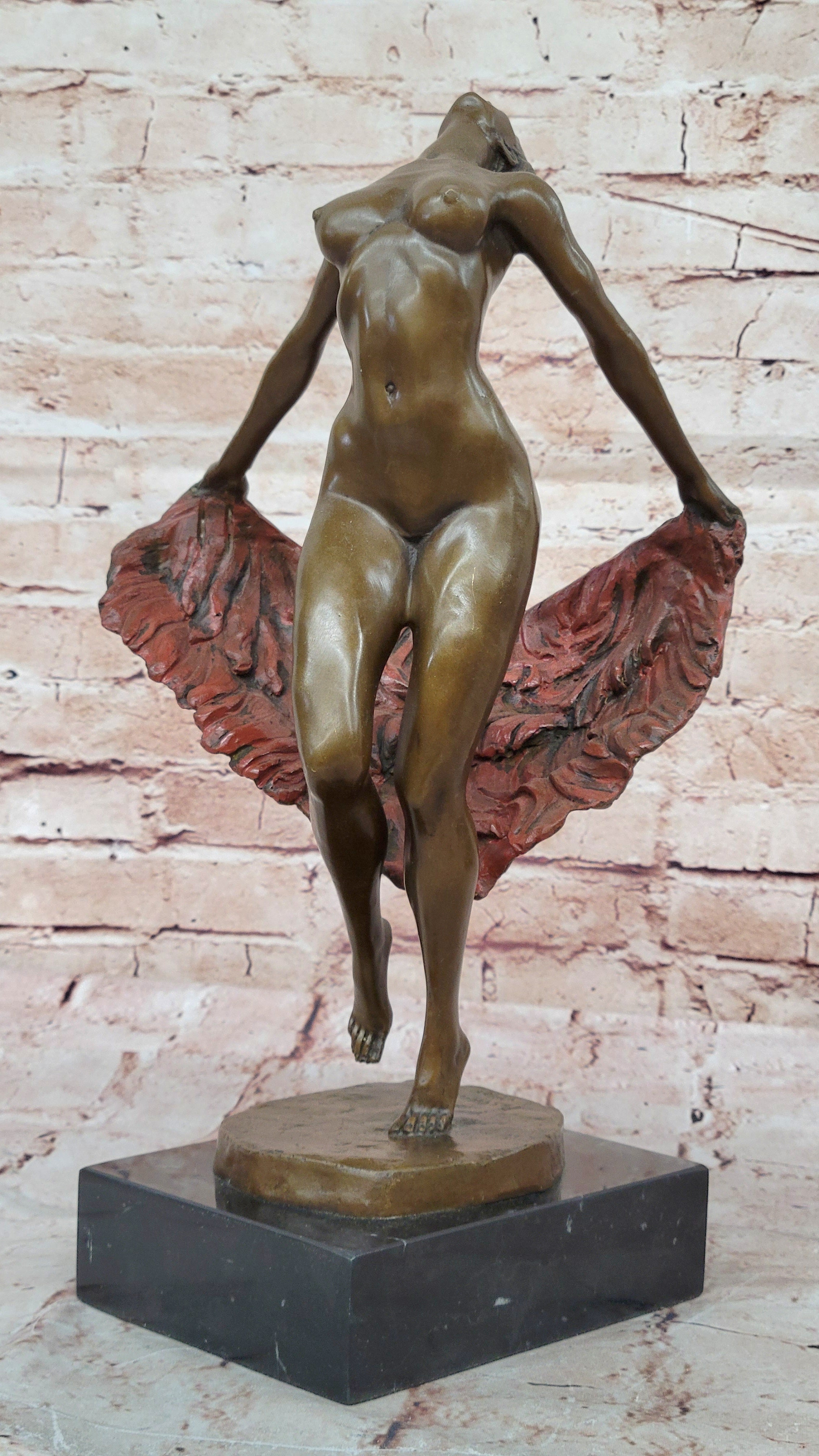 Elegant Nude Dancer Statue Bronze Sculpture by Delor Museum Quality Modern Art Figurine