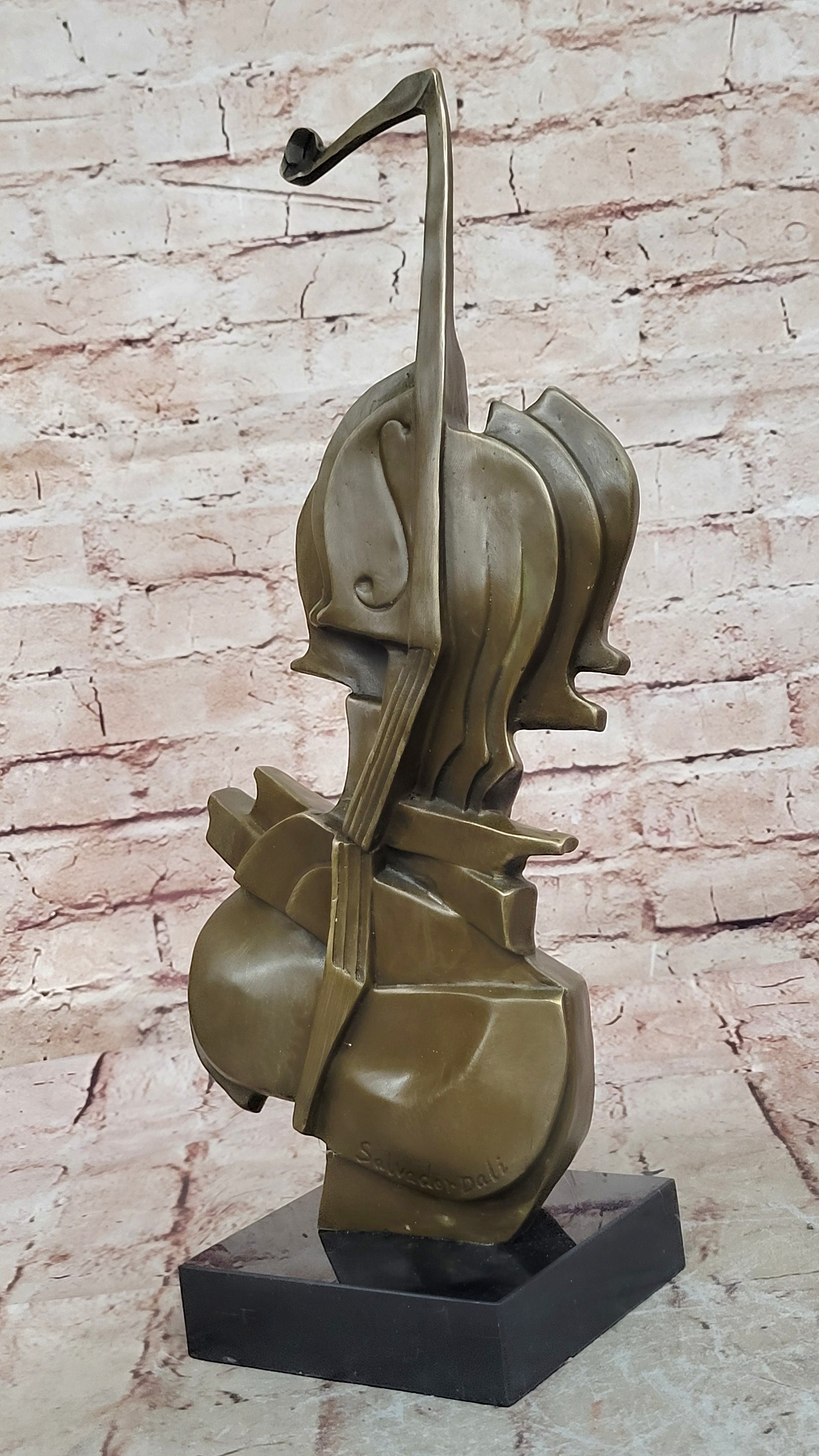 Modern Art Dali Guitar Music Cello Harmony Straddle Hot Cast Classic Bronze Lrg