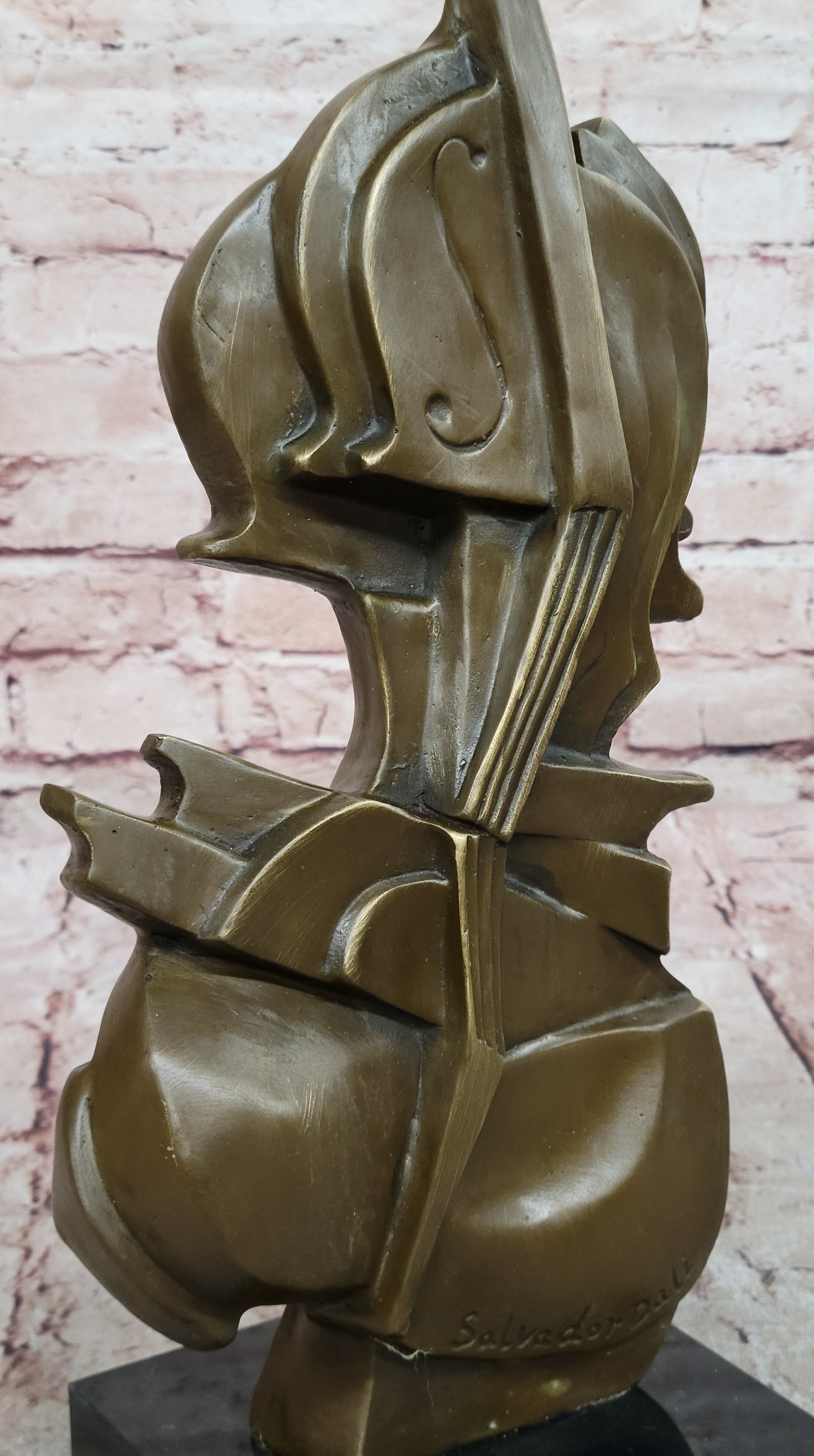 Modern Art Dali Guitar Music Cello Harmony Straddle Hot Cast Classic Bronze Lrg