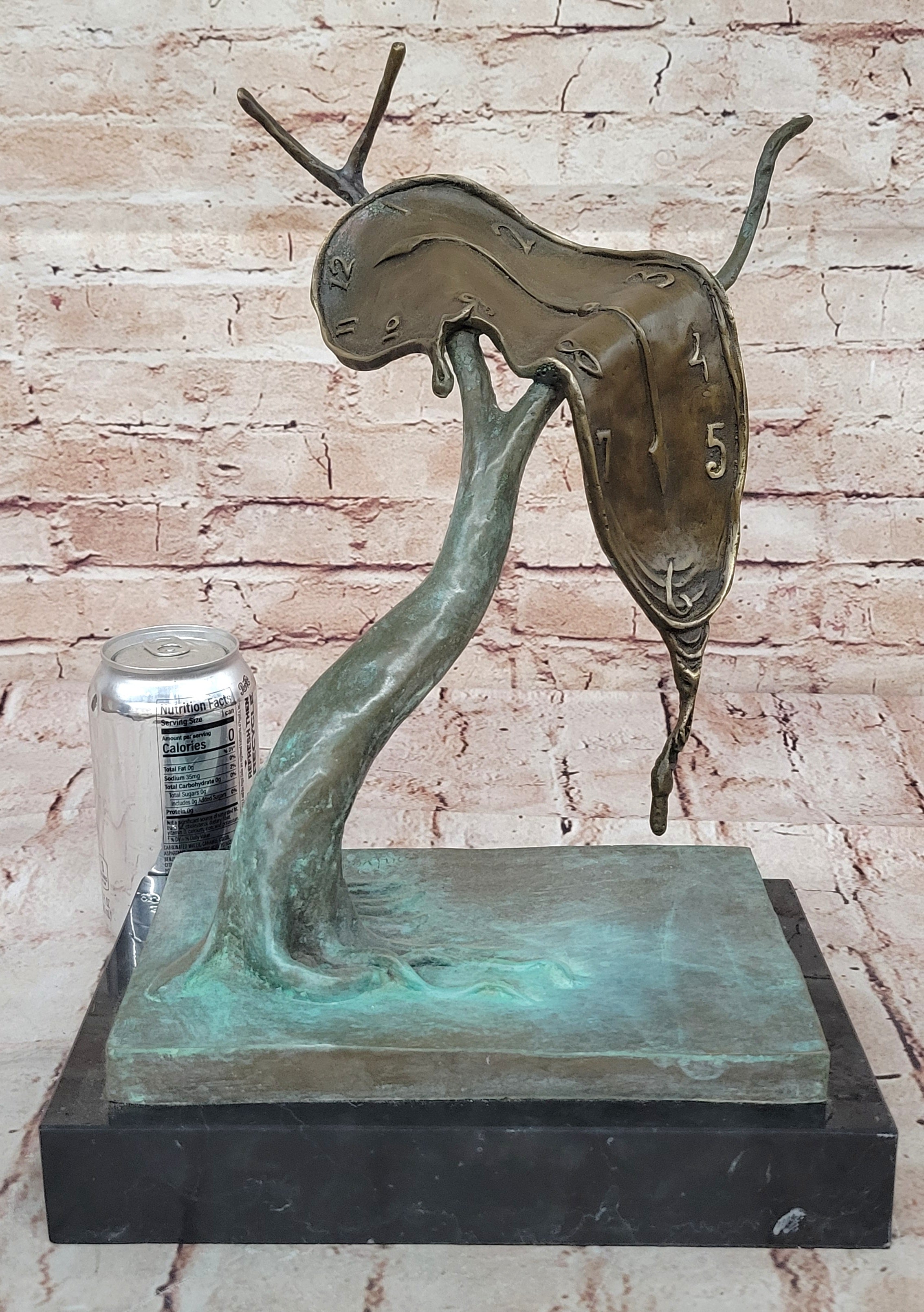SALVADOR DALI MELTING CLOCK TRIBUTE BRONZE SCULPTURE ABSTRACT HOME OFFICE DECOR
