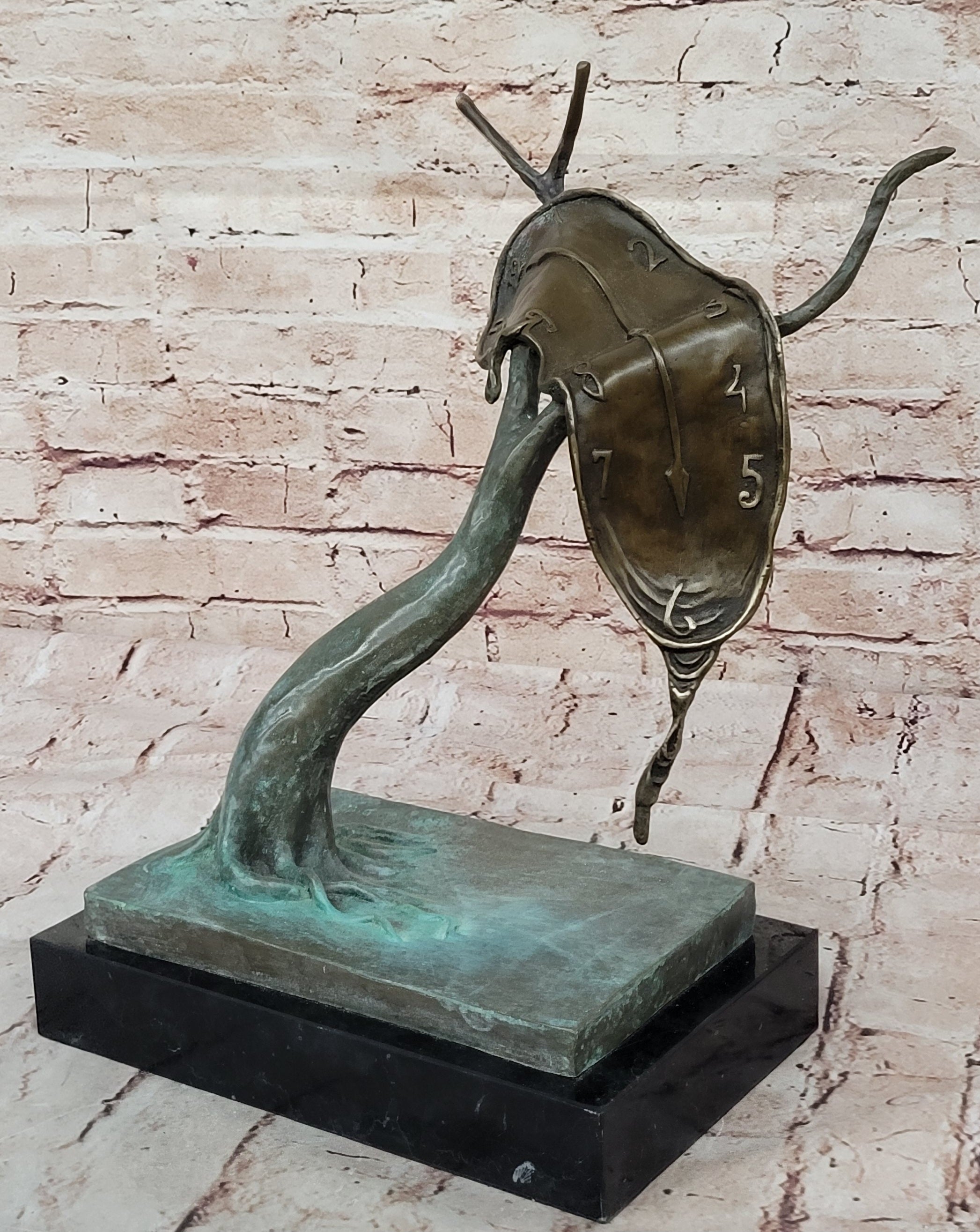 SALVADOR DALI MELTING CLOCK TRIBUTE BRONZE SCULPTURE ABSTRACT HOME OFFICE DECOR