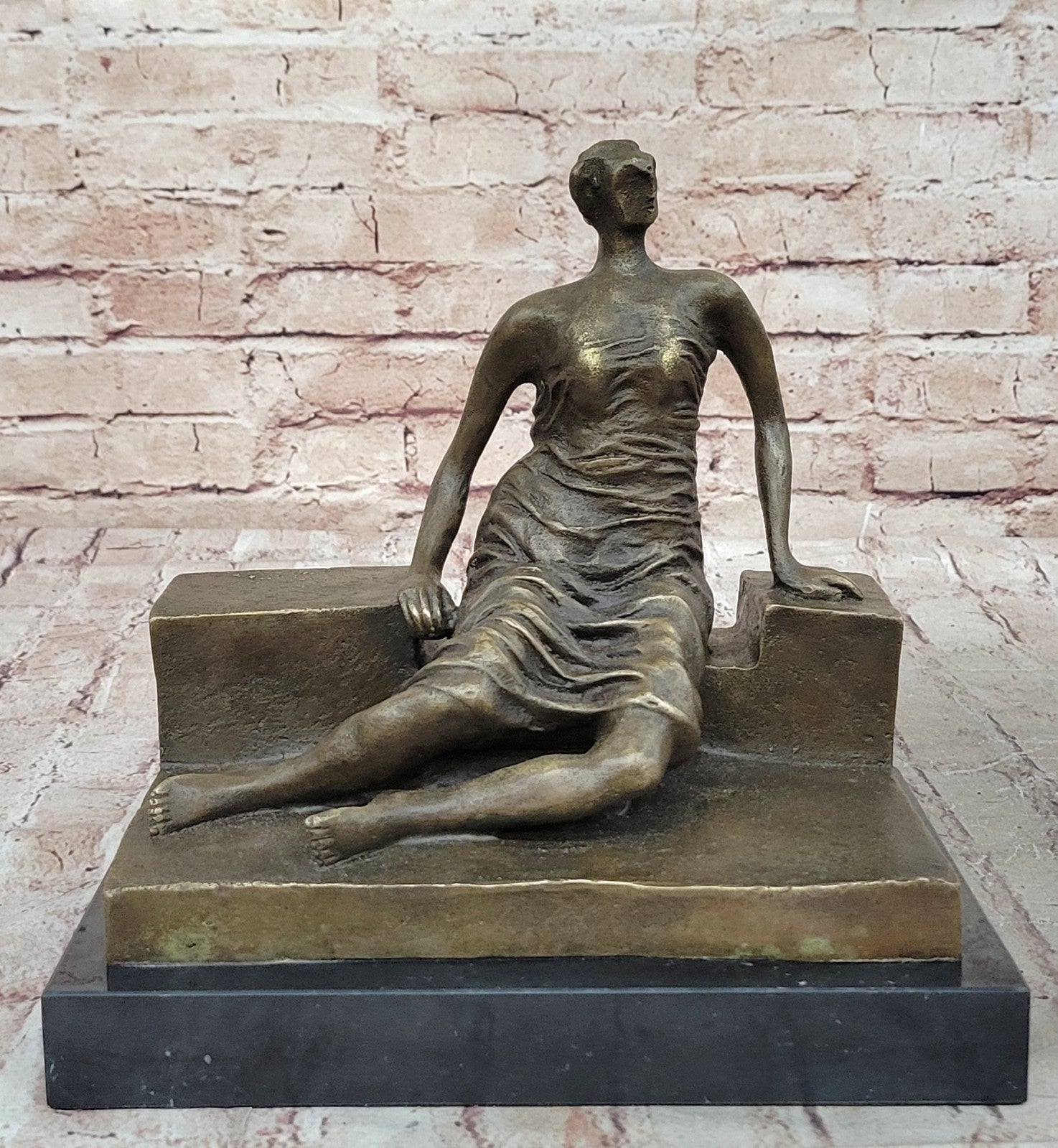 Handcrafted Bronze Sculpture Abstract Female by English Artist Moore Decor Gift