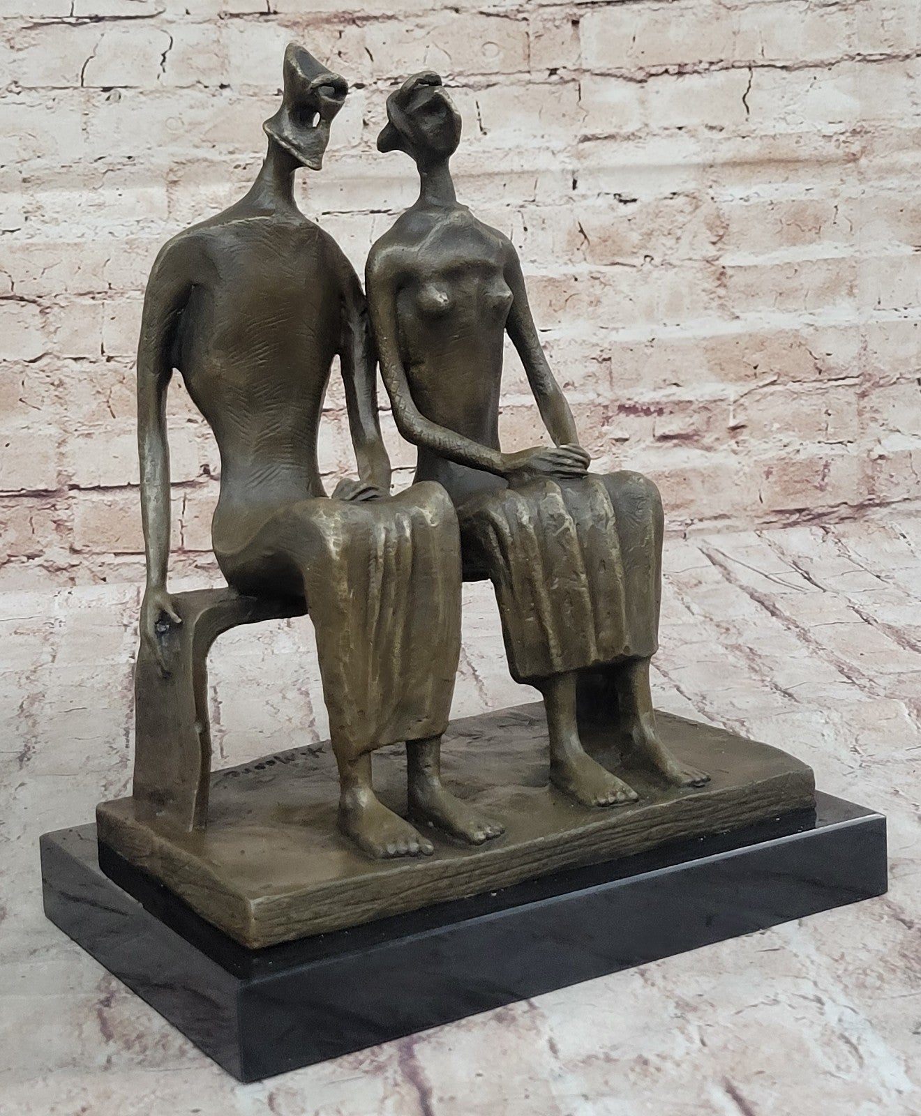 BRONZE AFTER HENRY MOORE SCULPTURE ABSTRACT SIGNED COLLECTORS EDITION HOT CAST