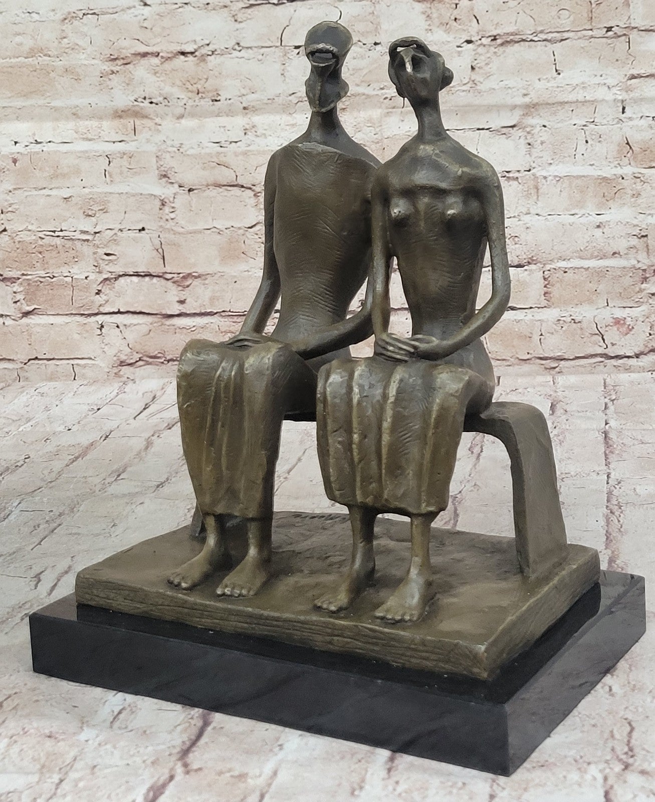 BRONZE AFTER HENRY MOORE SCULPTURE ABSTRACT SIGNED COLLECTORS EDITION HOT CAST