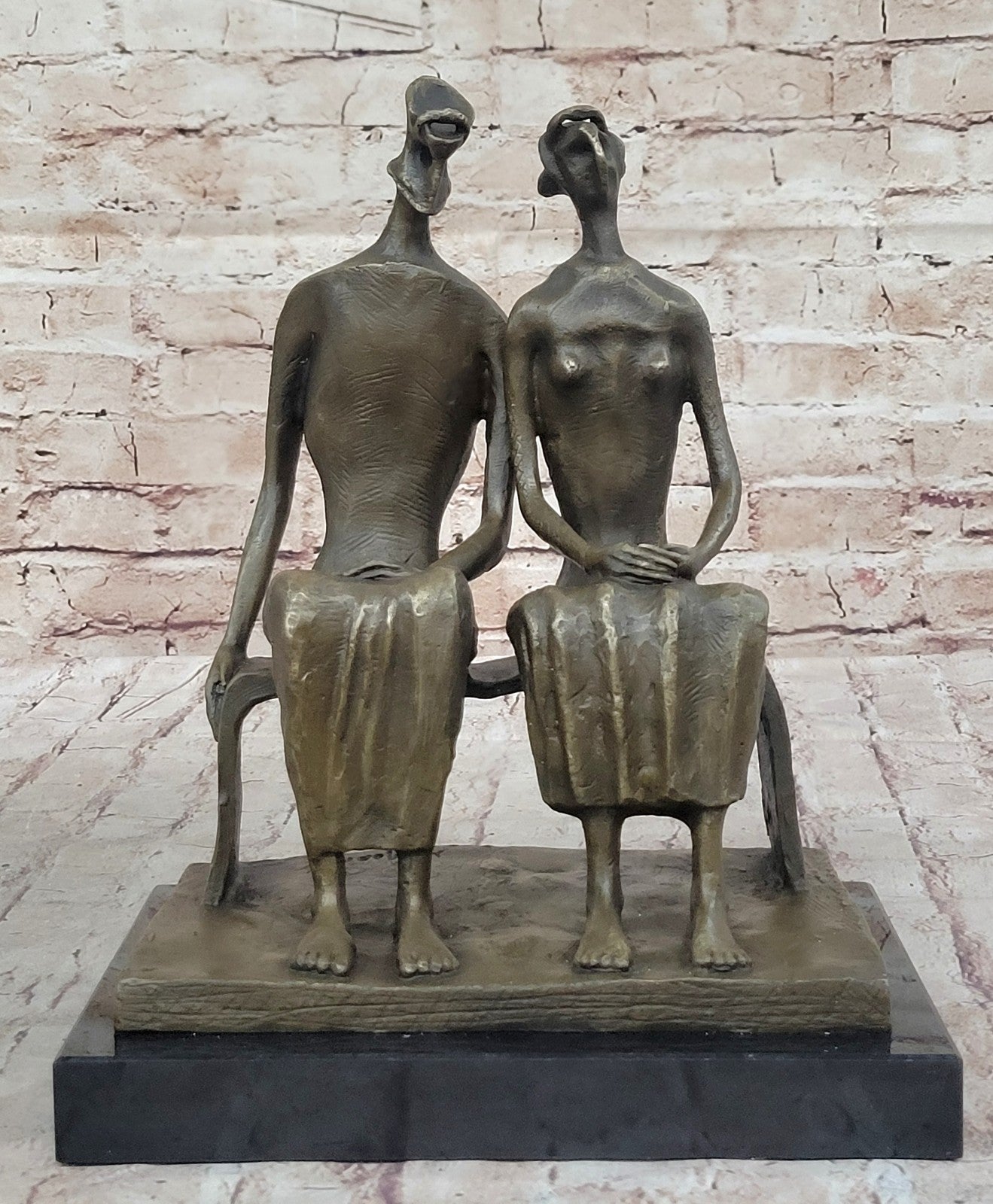 BRONZE AFTER HENRY MOORE SCULPTURE ABSTRACT SIGNED COLLECTORS EDITION HOT CAST