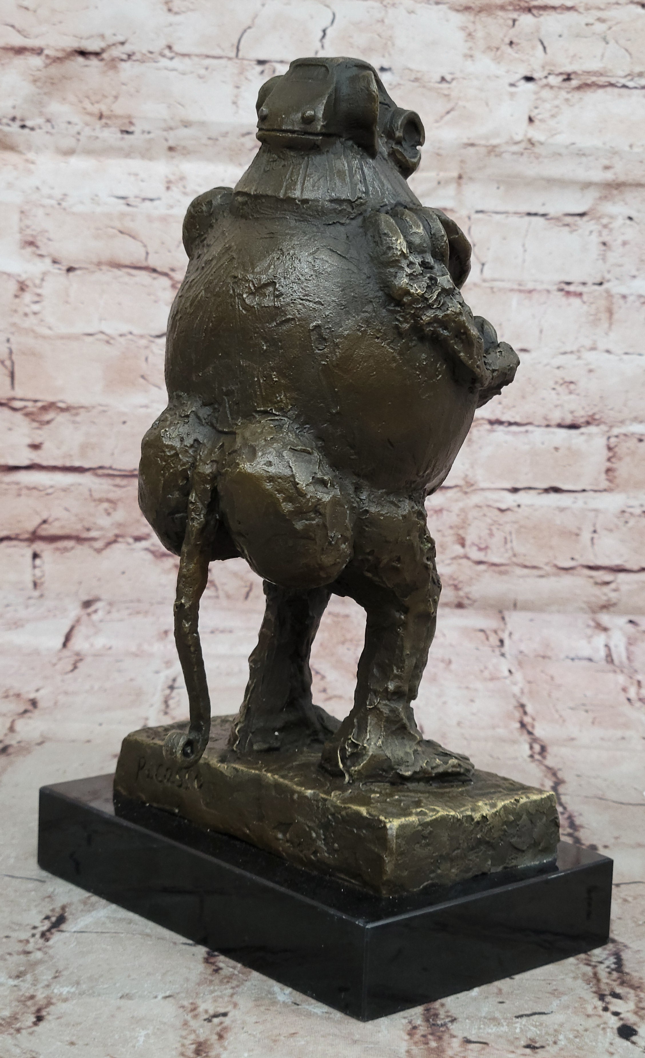 Art Deco “Baboon with Child” Abstract Bronze Sculpture – Wildlife Statue Inspired by Picasso
