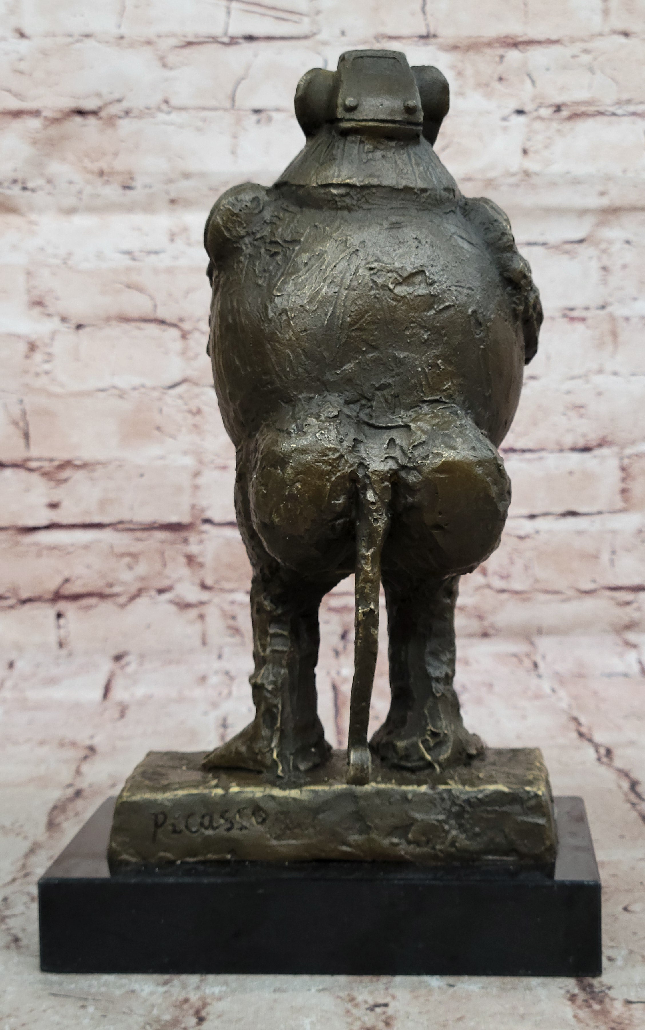 Art Deco “Baboon with Child” Abstract Bronze Sculpture – Wildlife Statue Inspired by Picasso
