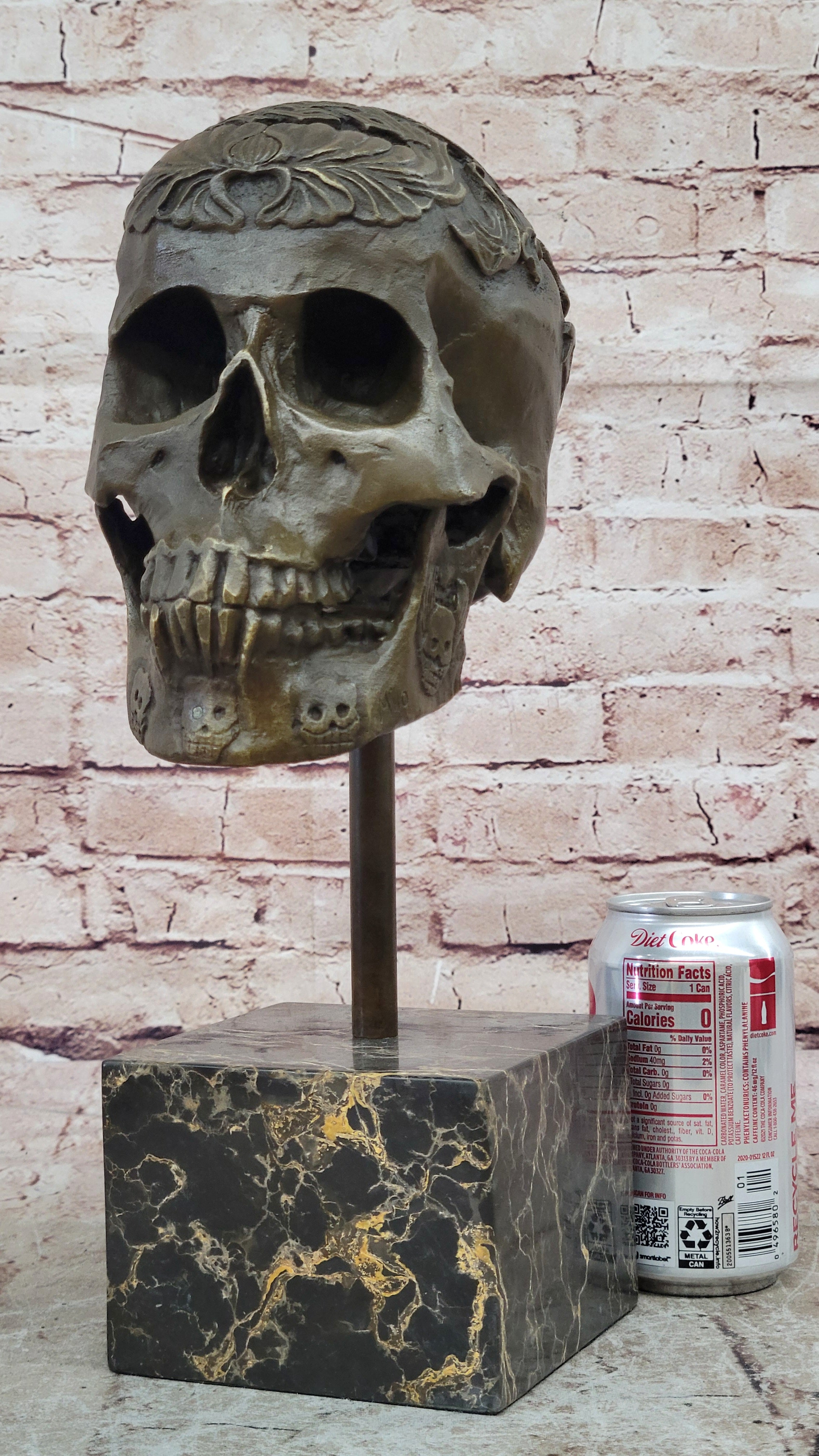 Bronze Sculpture Large Skeleton Head Halloween Home Office Decoration Figurine