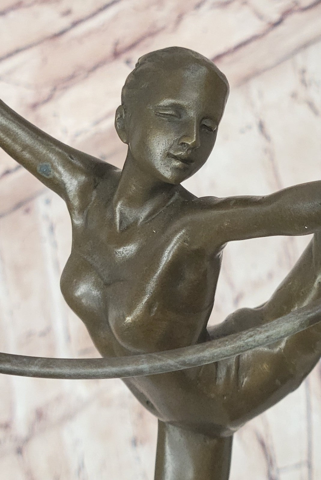 Handcrafted Collectible Sport Memorabilia Gymnast Bronze Sculpture Marble Statue