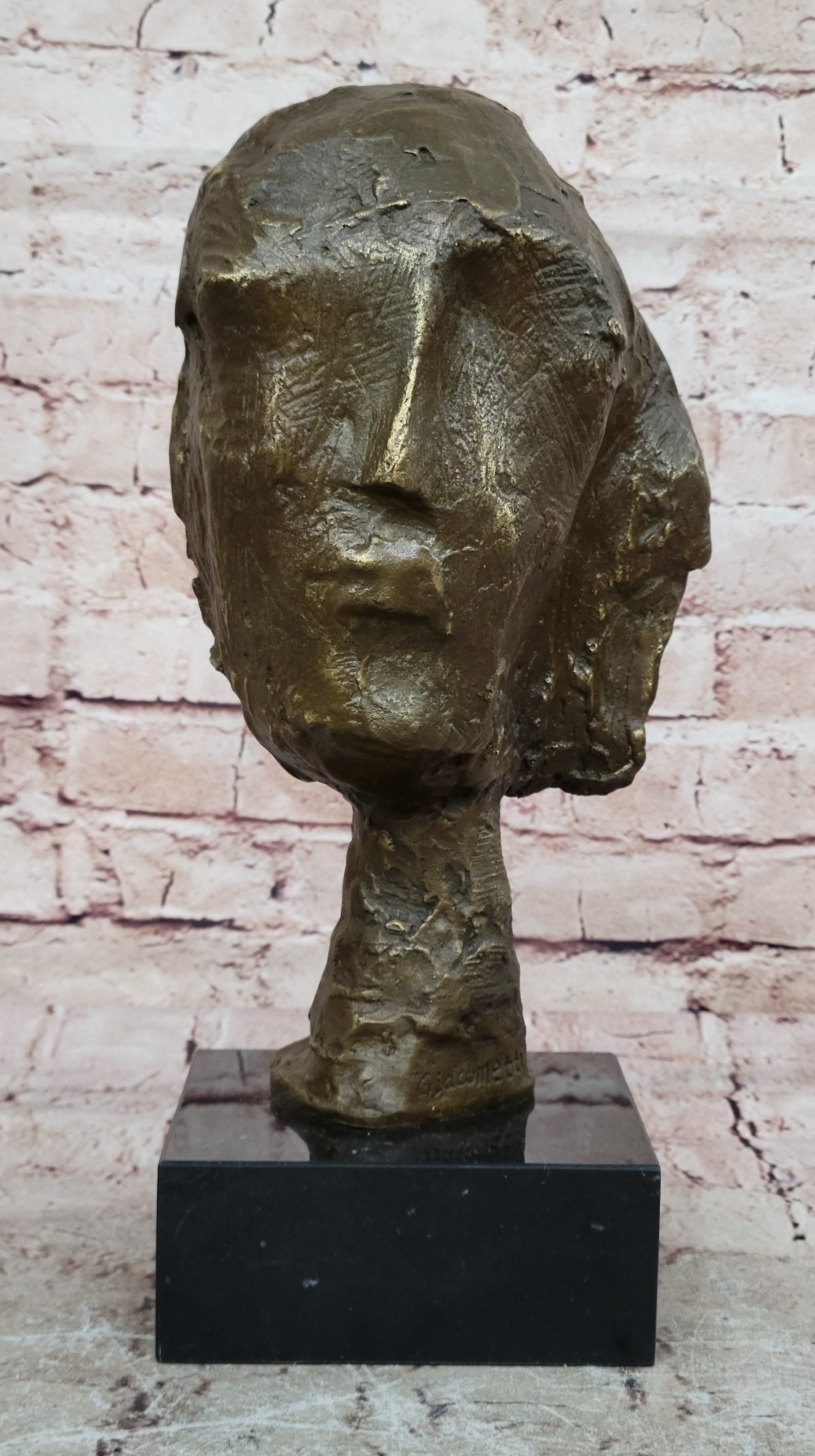Abstract Bronze Head on a marble base after Cometti Masterpiece Sculpture