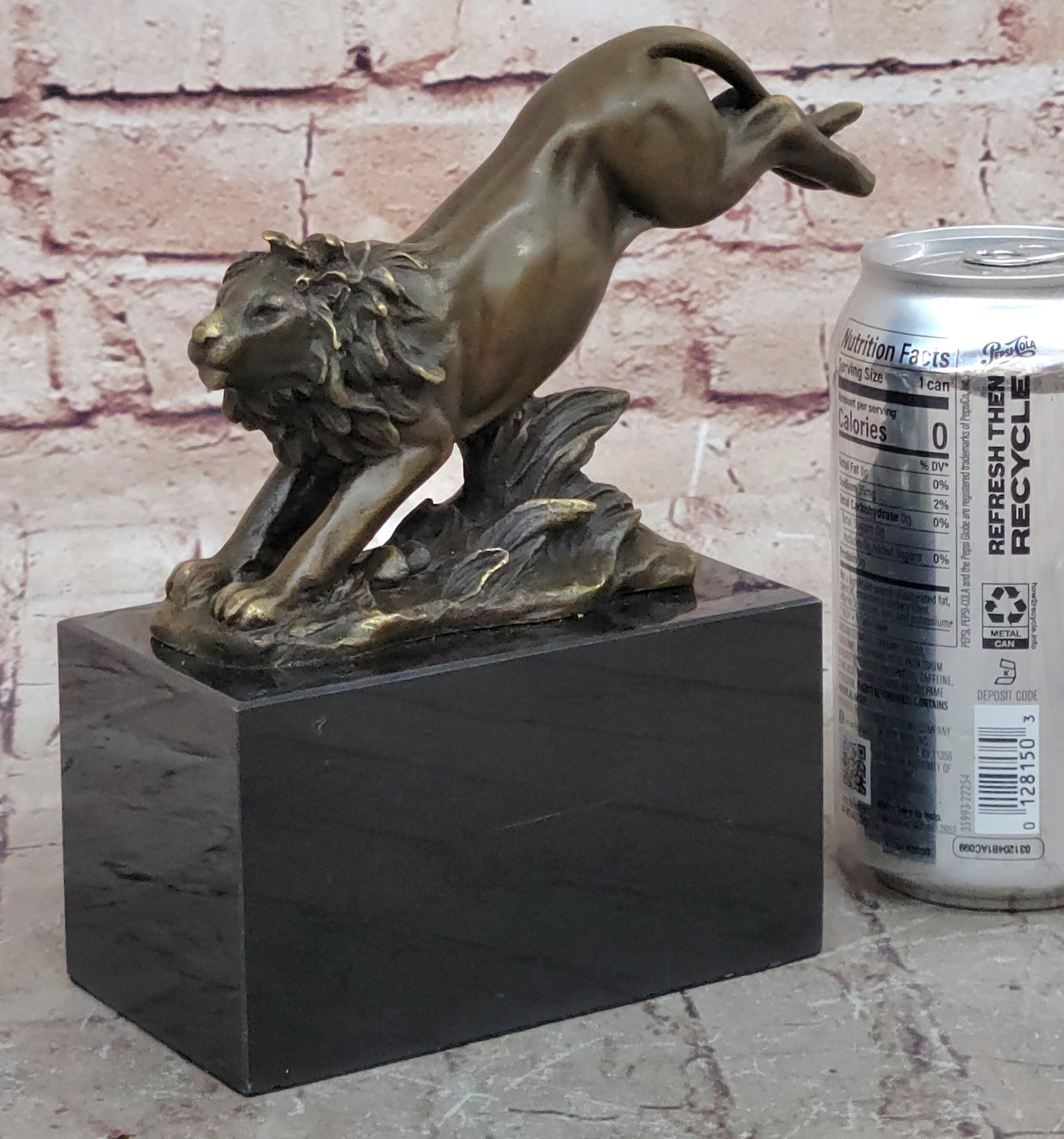 Handcrafted bronze sculpture SALE Animal by Barye Lion Jumping Cast Lost Wax