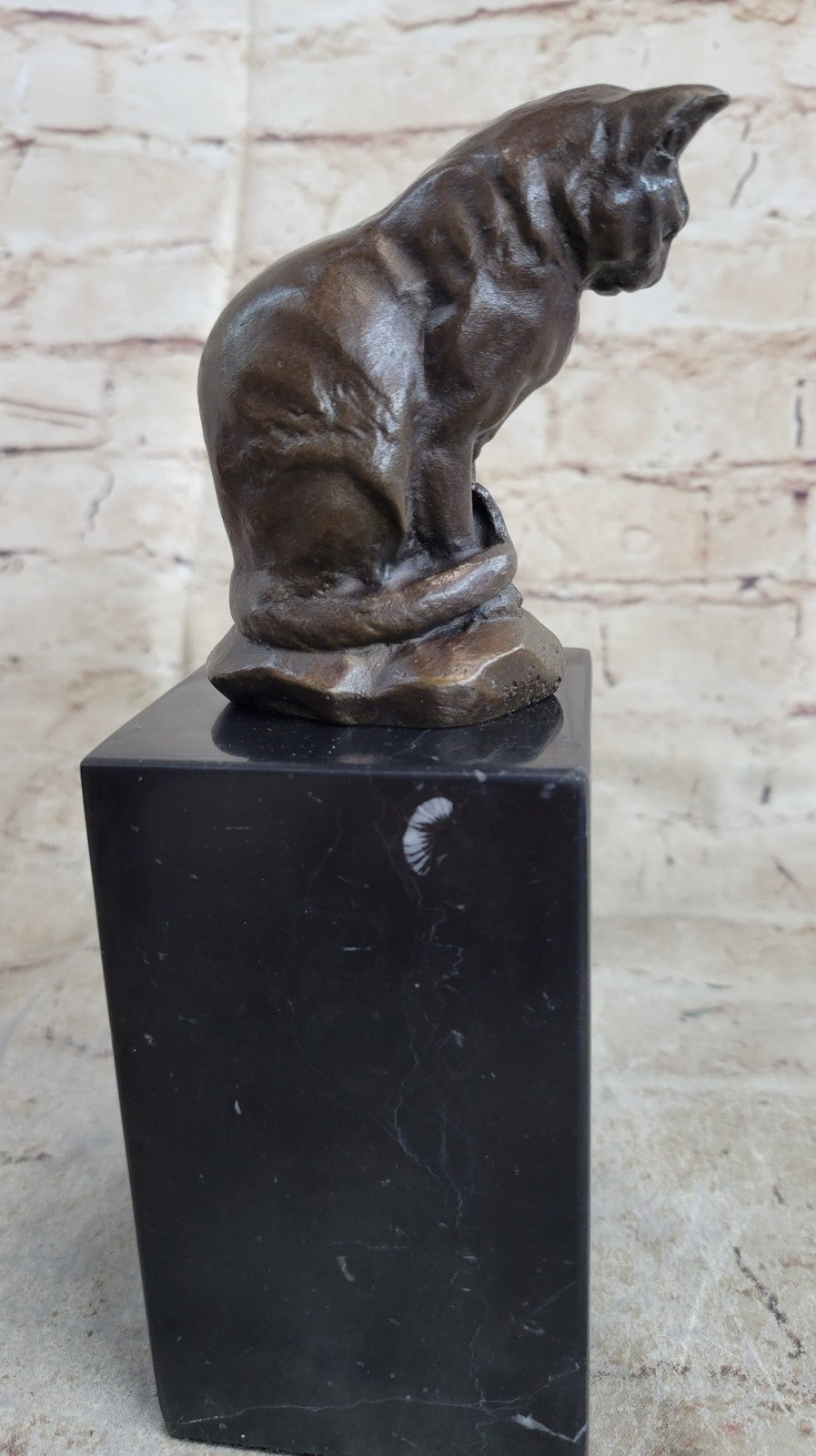 Handcrafted bronze sculpture SALE Decor Home Cast Hot Cat House Original Signed