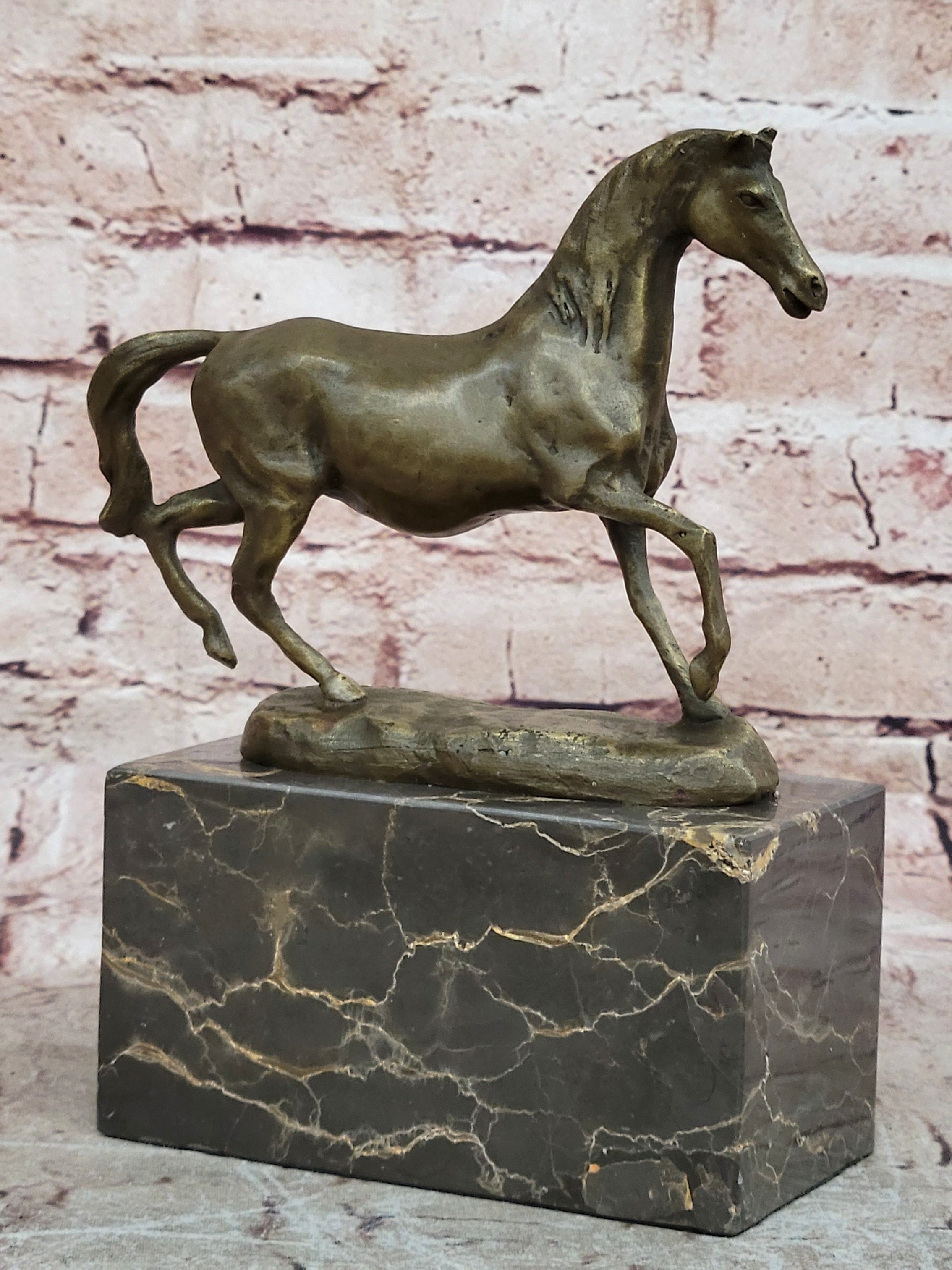Handcrafted bronze sculpture SALE Marble Deco Art Marble Horse Galloping Figure