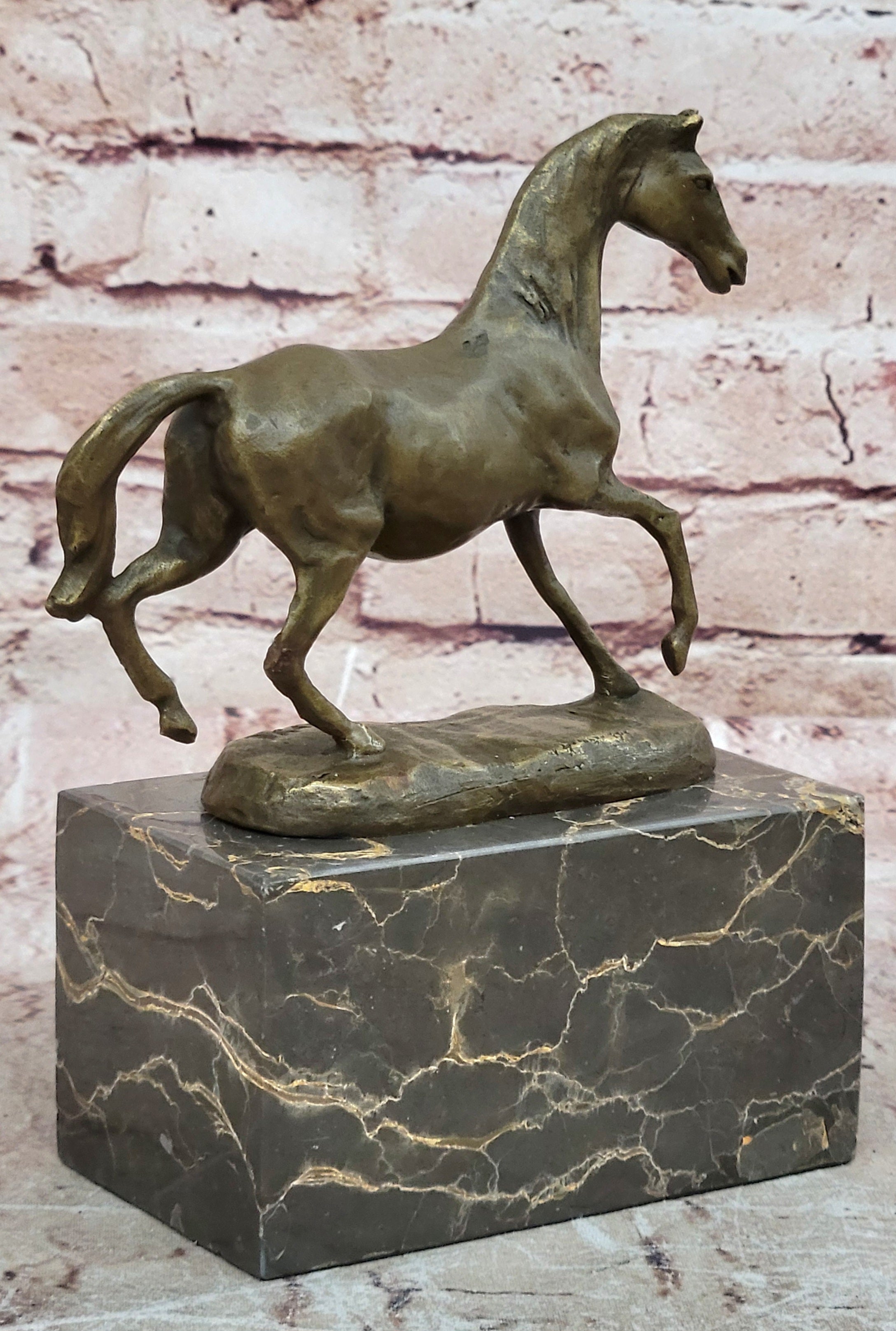 Handcrafted bronze sculpture SALE Marble Deco Art Marble Horse Galloping Figure