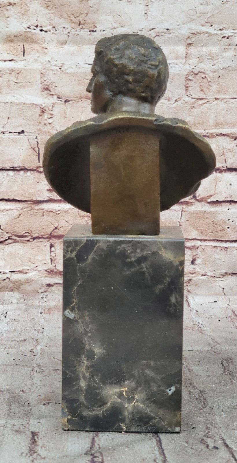 Handcrafted Caesar Bronze Sculpture Bust Bookend Book End Marble Base Figure