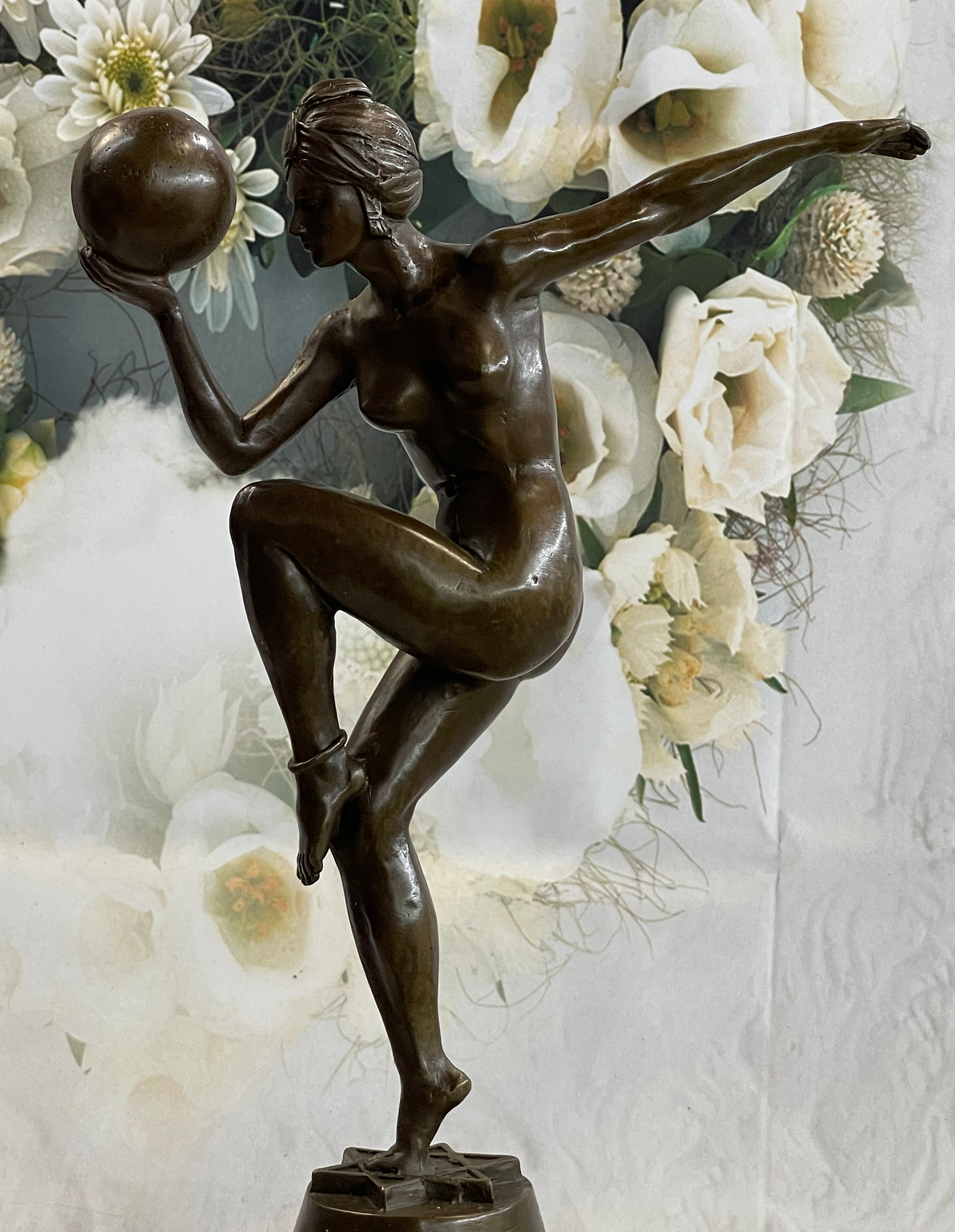 100% Real Nude Bronze Dancer Hand Made Sculpture Museum Quality Work Figurine