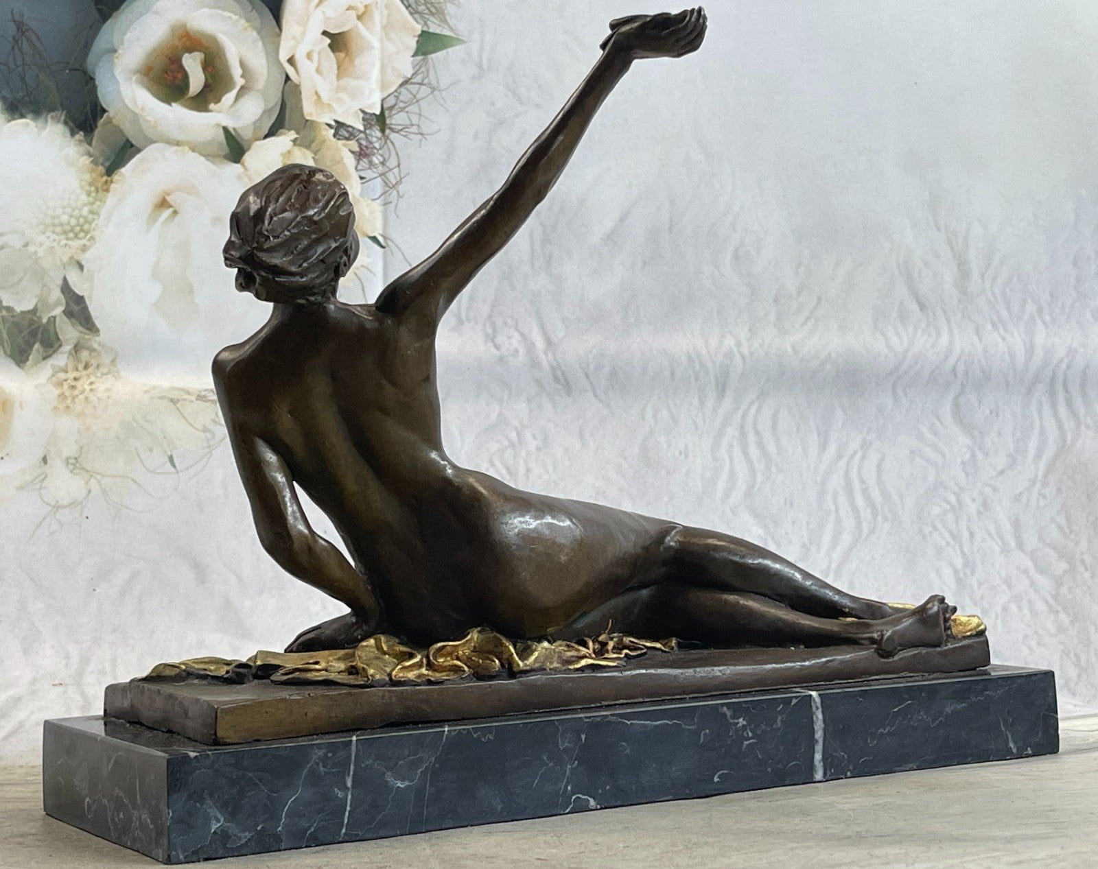 Handcrafted bronze sculpture SALE Base Marble Lady Nude Large Figurine