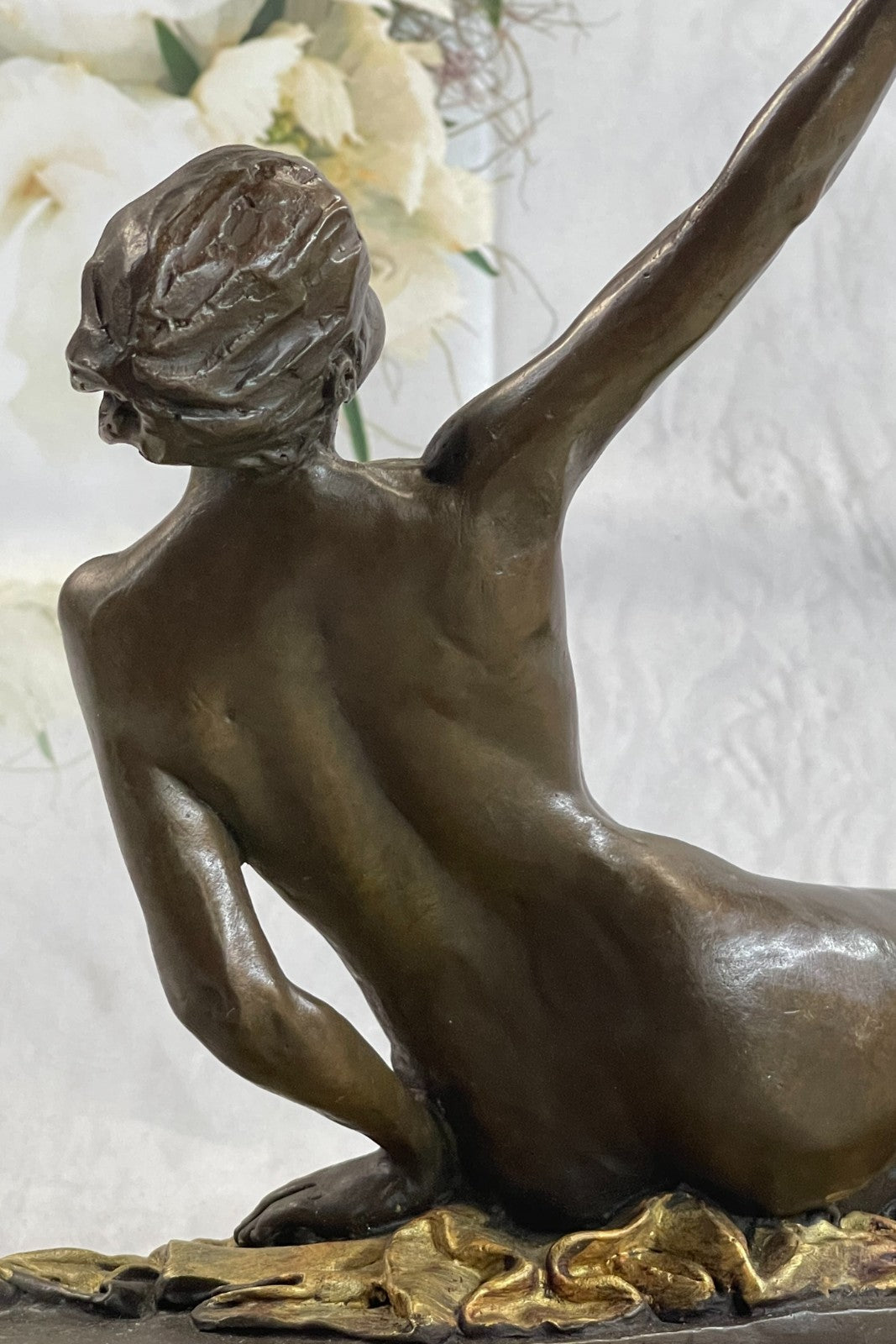 Handcrafted bronze sculpture SALE Base Marble Lady Nude Large Figurine