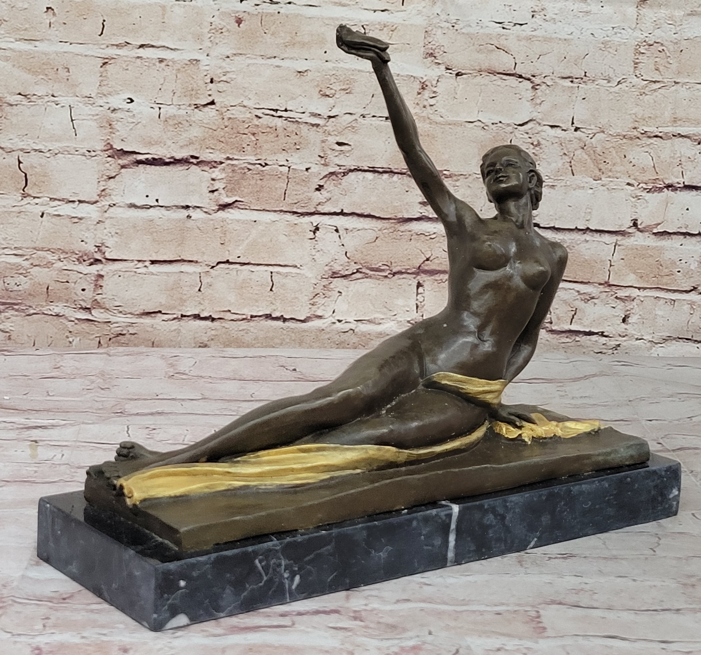 Handcrafted bronze sculpture SALE Base Marble Lady Nude Large Figurine