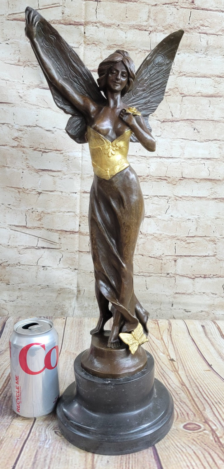 Handcrafted bronze sculpture SALE Standing Angel Charming Large French Signed
